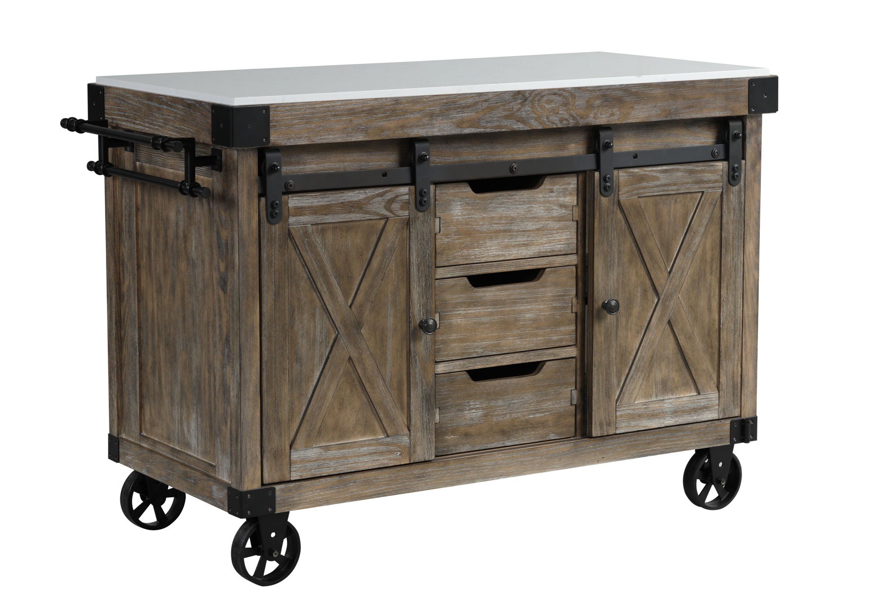 ACME Alforvott - Serving Cart - Marble & Weathered Gray Finish | Meri Furniture