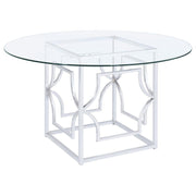 Coaster Fine Furniture Starlight - Round Glass Top Metal Dining Table | Meri Furniture