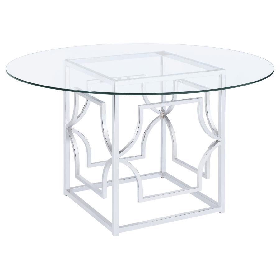 Coaster Fine Furniture Starlight - Round Glass Top Metal Dining Table | Meri Furniture
