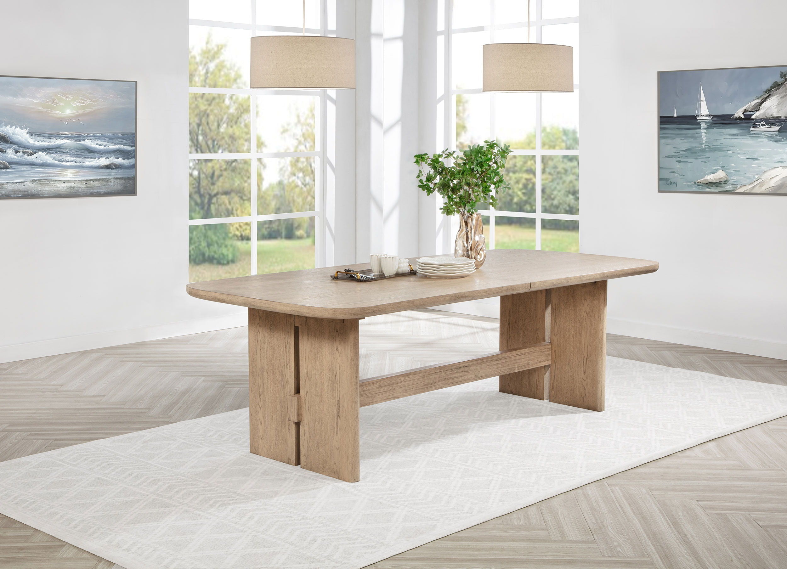 Coaster Fine Furniture Kailani - 110" Rectangular Wood Dining Table - Beige Oak | Meri Furniture