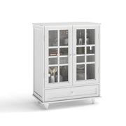 Minimalist Buffet Cabinet With Double Glass Doors And Drawer