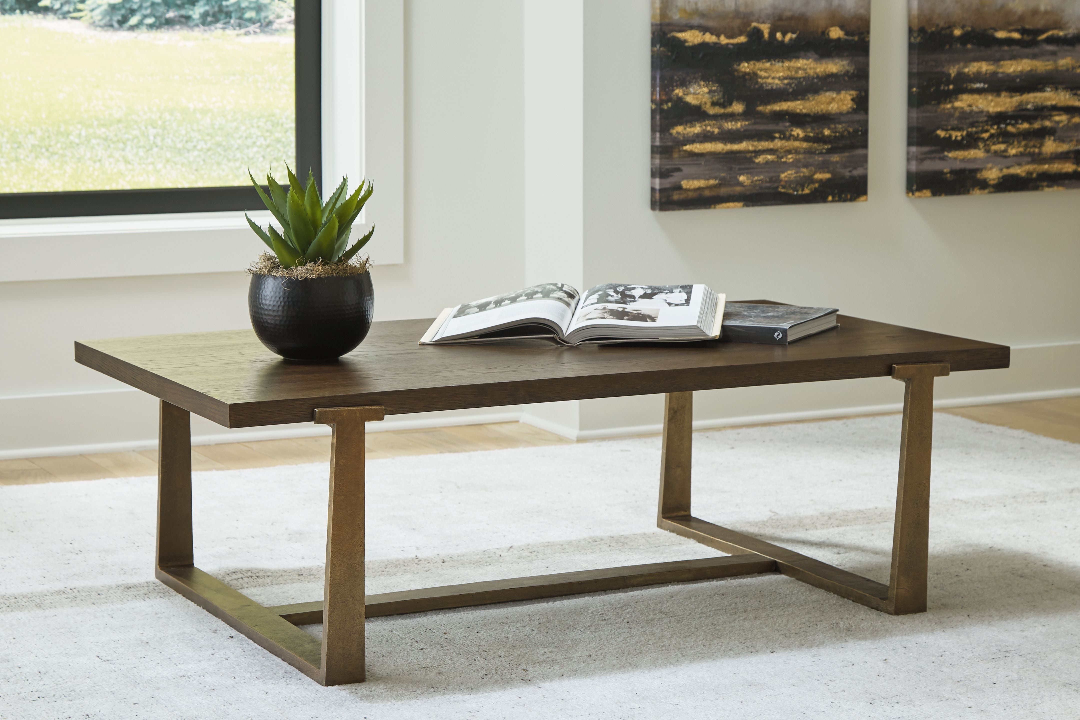 Signature Design by Ashley® Balintmore - Brown / Gold Finish - Rectangular Cocktail Table | Meri Furniture