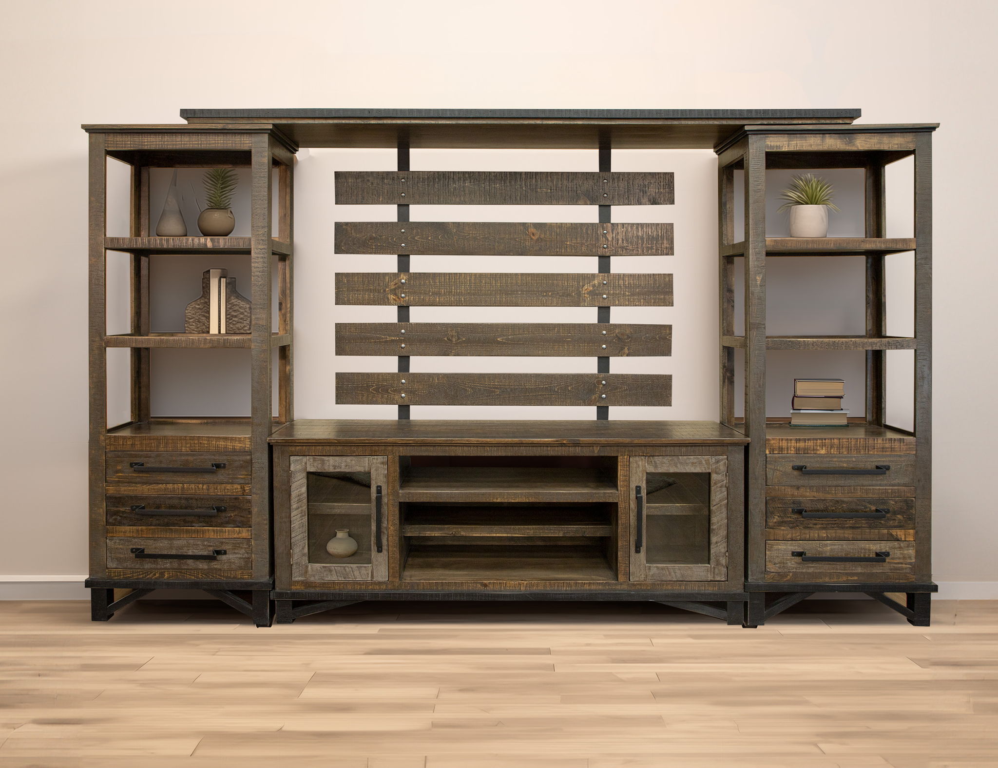 Loft - TV Stand / Wall Unit - Two Tone Gray / Brown
