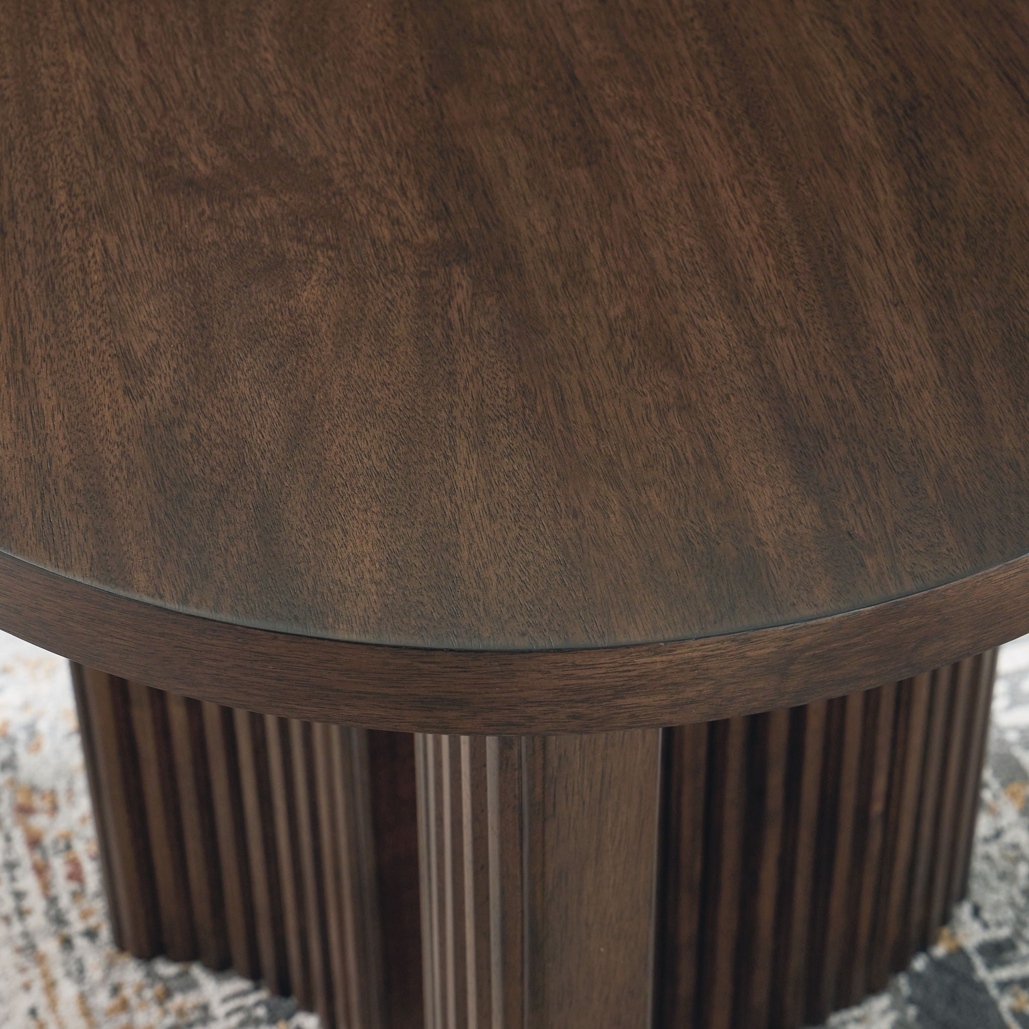 Korestone - Round End Table - Dark Brown
