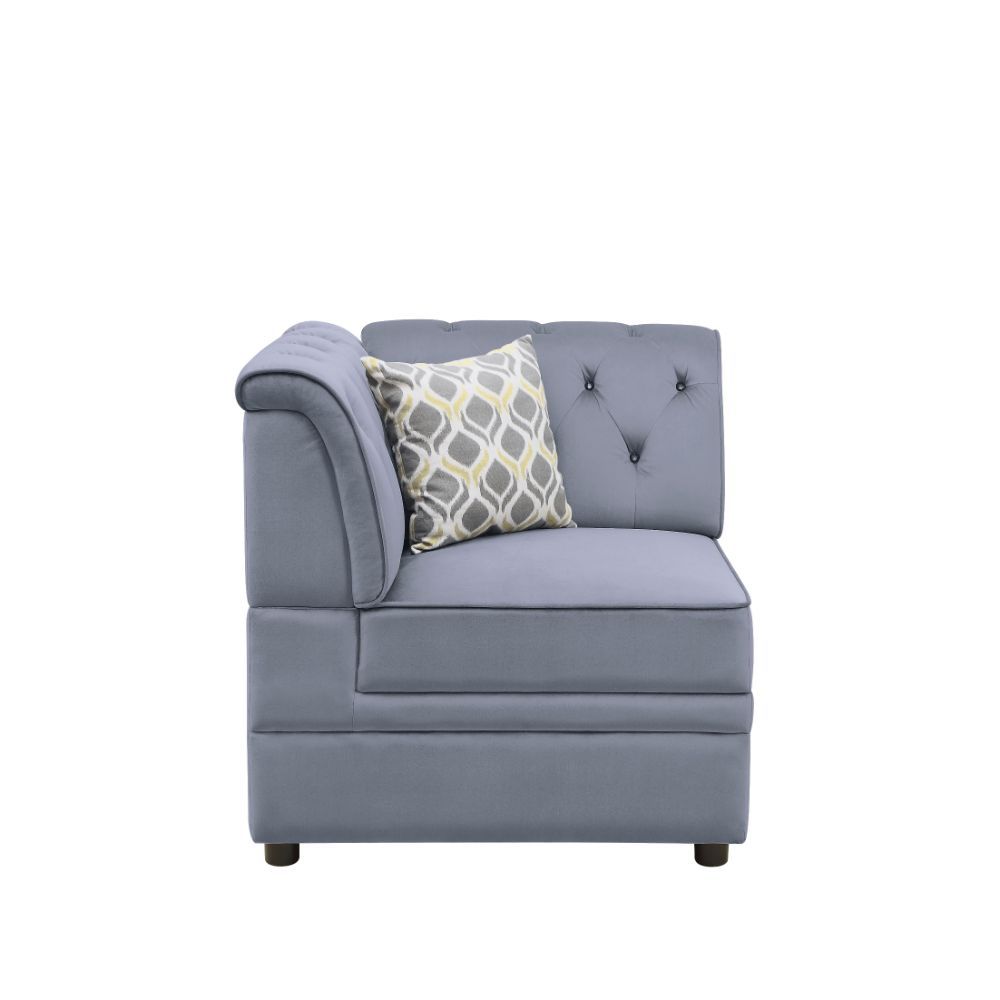 ACME Bois II - Wedge - Gray Velvet | Meri Furniture