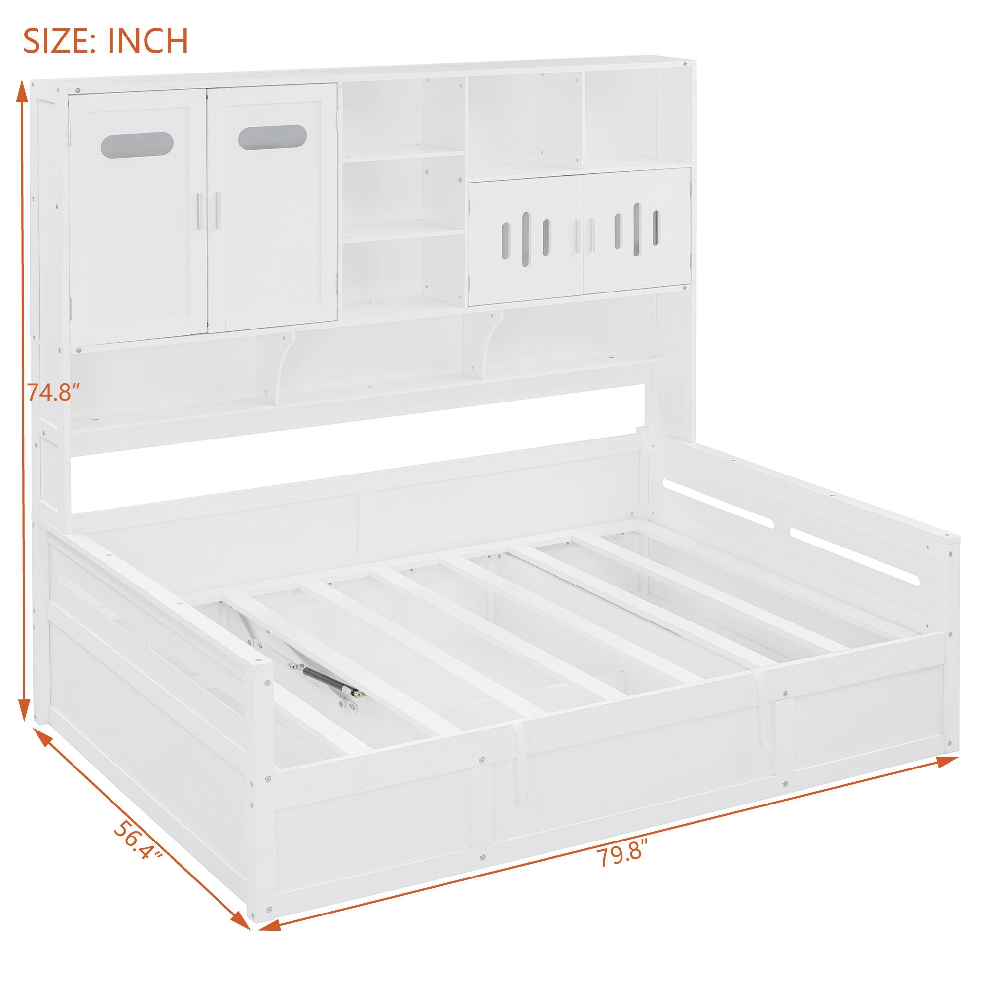 Daybed With All-In-One Cabinet And Shelf