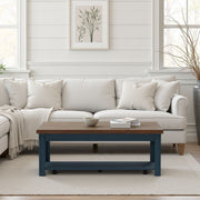 Nantucket - Chairside Table Wooden - Blue Denim, Whiskey