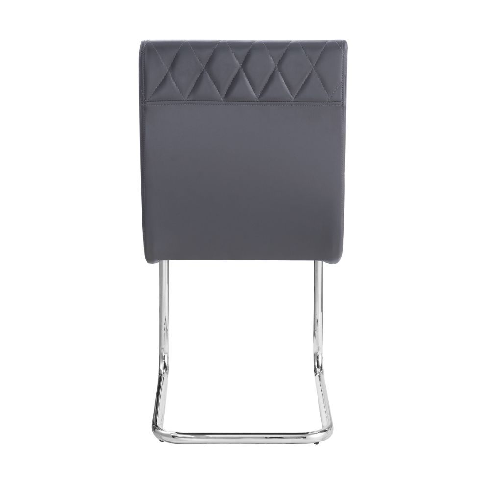 Ansonia - Side Chair Set of 2) - Gray Synthetic Leather & Chrome