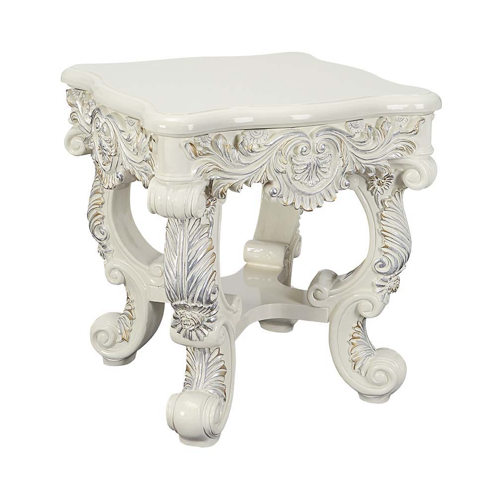 ACME Adara - End Table - Antique White Finish | Meri Furniture