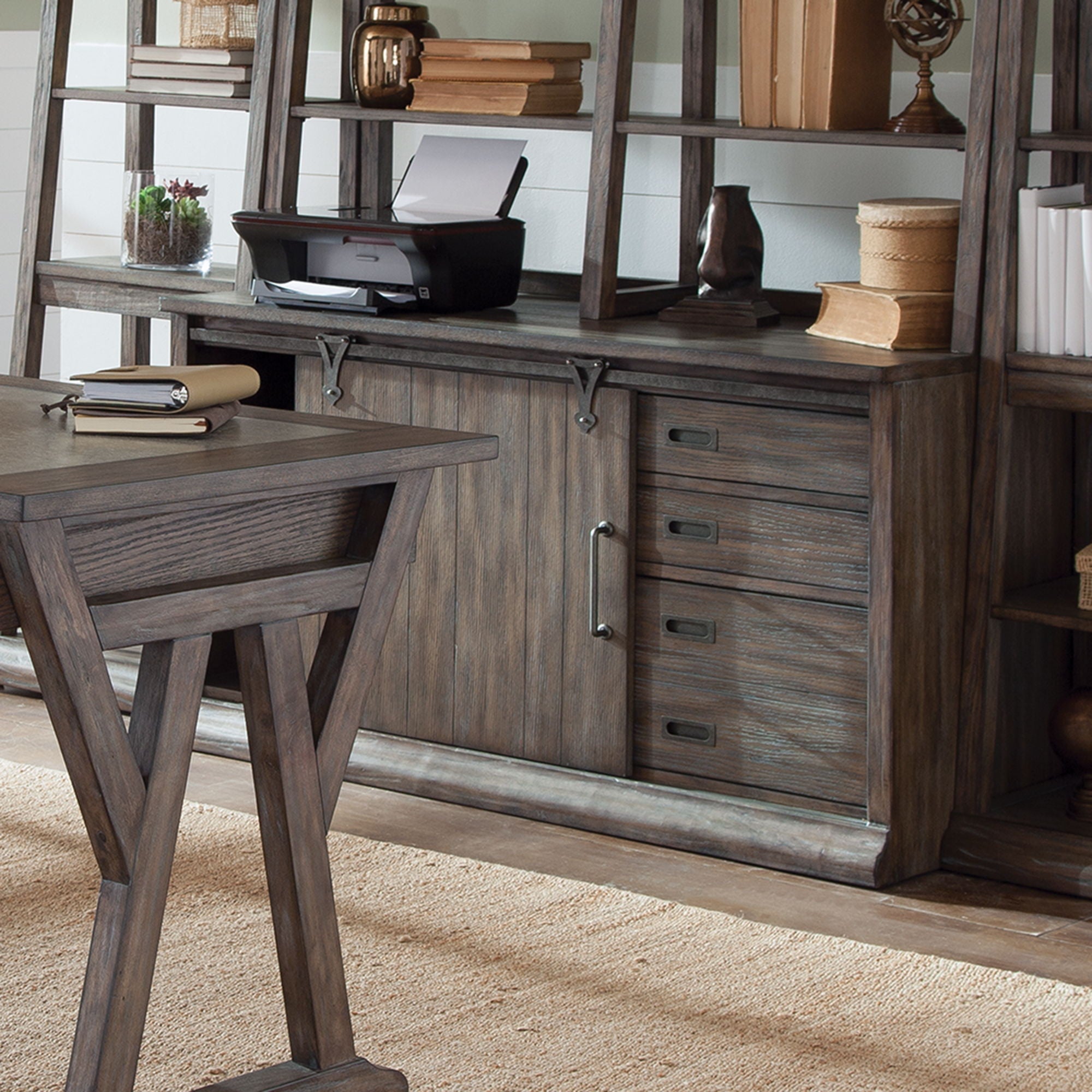 Liberty Furniture Stone Brook - Computer Credenza - Dark Brown | Meri Furniture