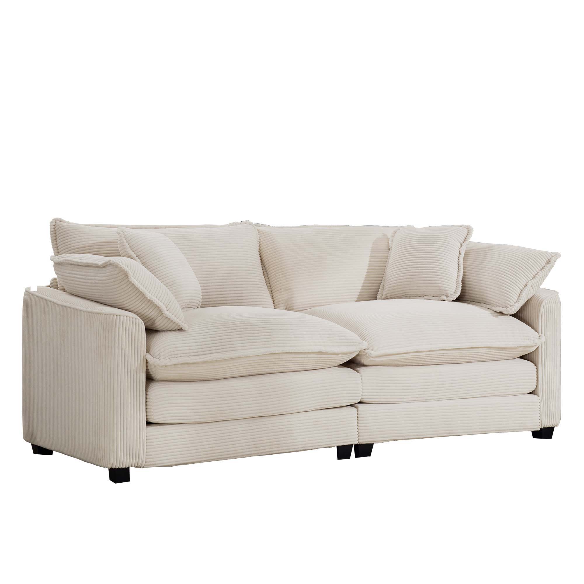 Modern 2 Seater With 4 Pillows, Upholstered Deep Seating Loveseat