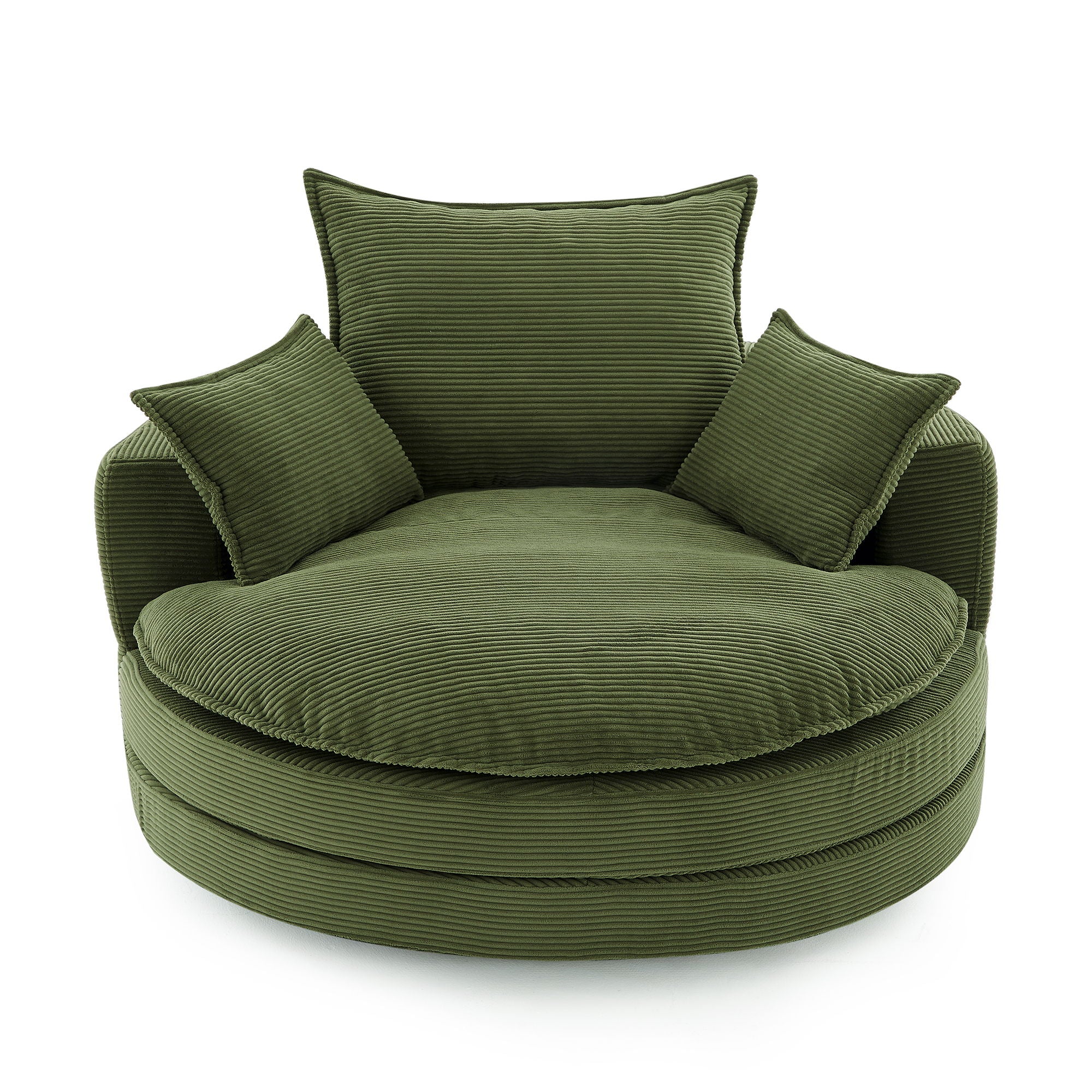 360° Swivel Accent Barrel Chair With Dual Layer Cushion And 3 Removable Pillows