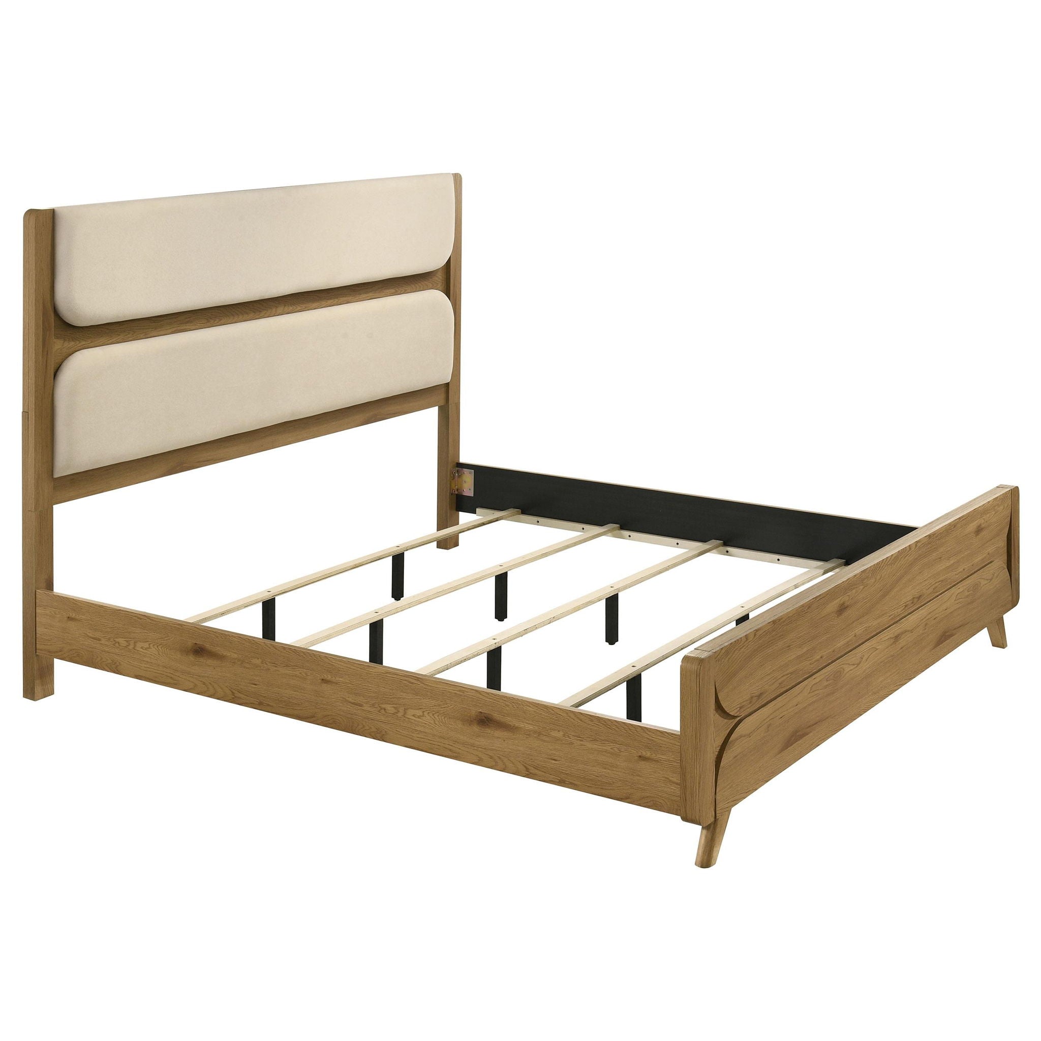 Bennett 62-inch Eastern King Upholstered Panel Bed Cream and Light Oak