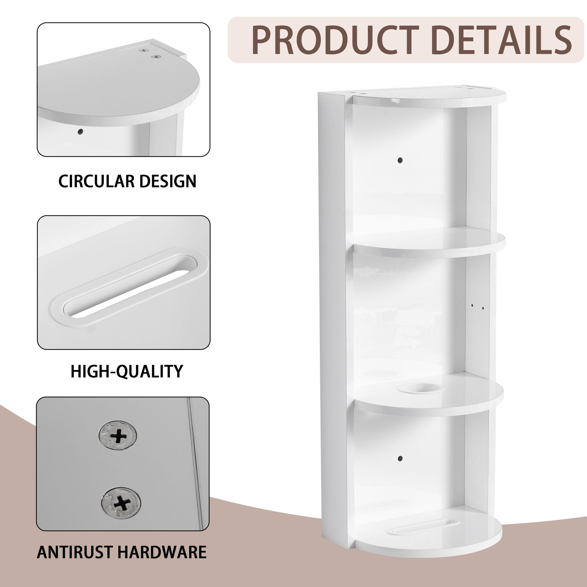 Bathroom Wall Mounted Storage Rack With Float Mounting Design