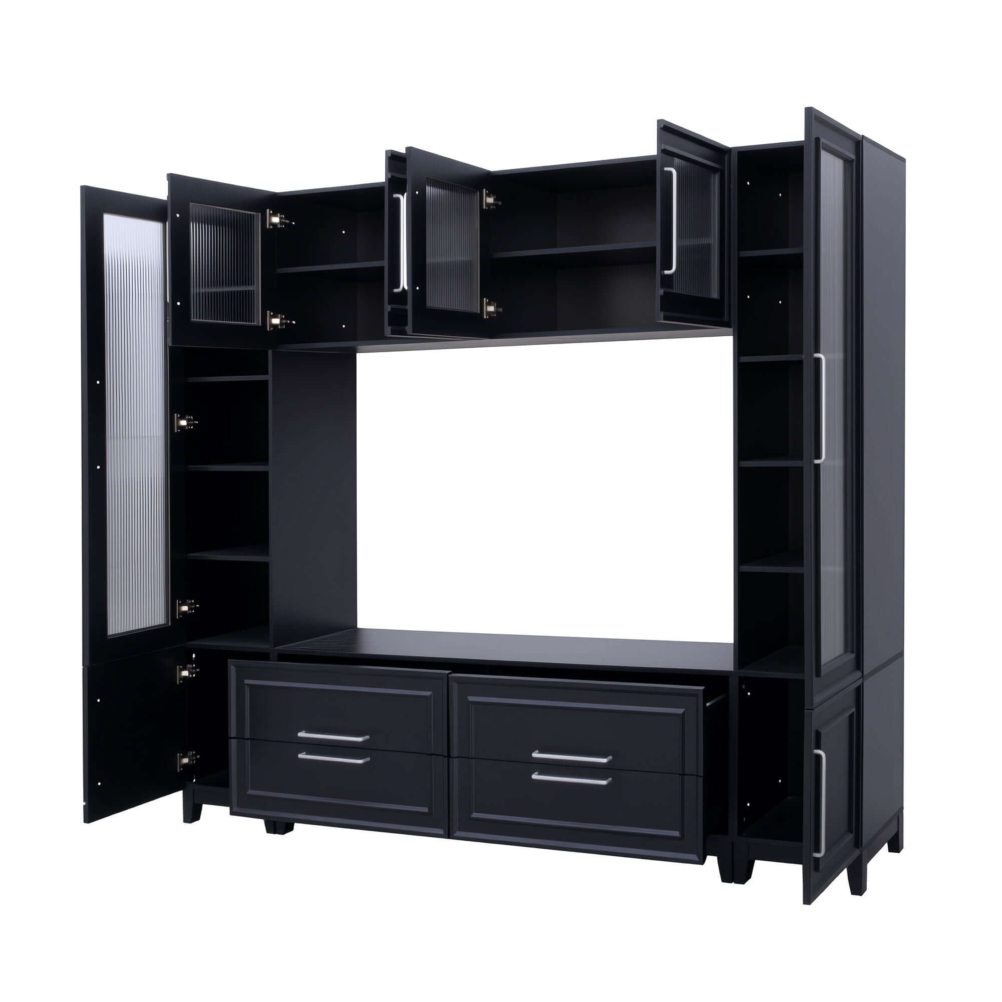 Wall Unit Modern Entertainment Center With Glass Doors