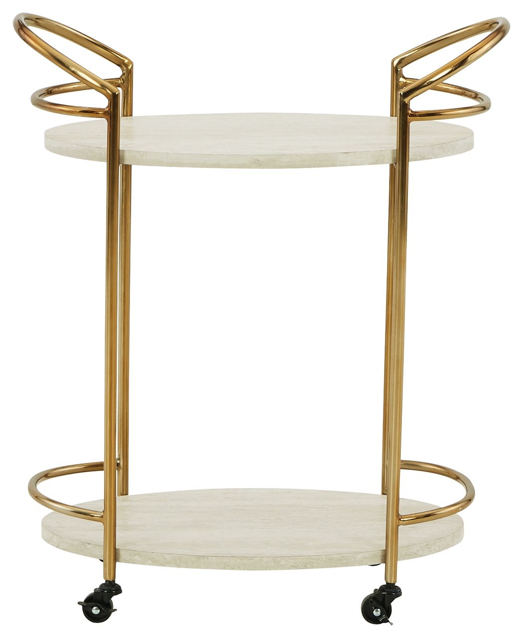 Signature Design by Ashley® Tarica - Cream / Gold Finish - Bar Cart | Meri Furniture
