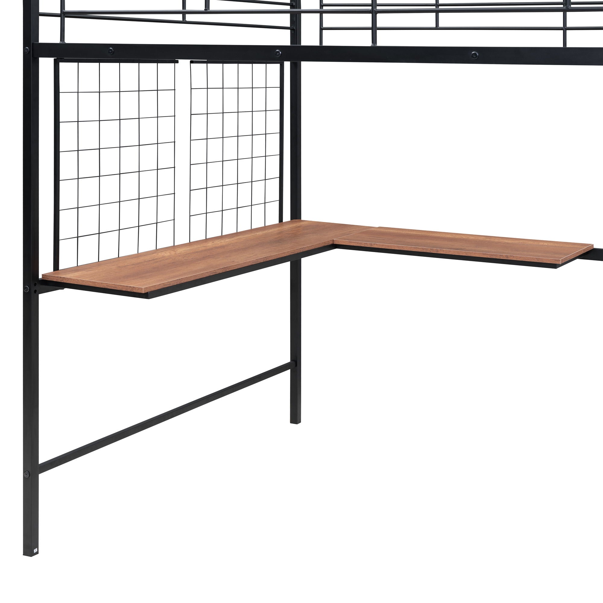 Loft Bed With Desk And Grid, Stylish Frame With Lateral Storage Ladder And Wardrobe