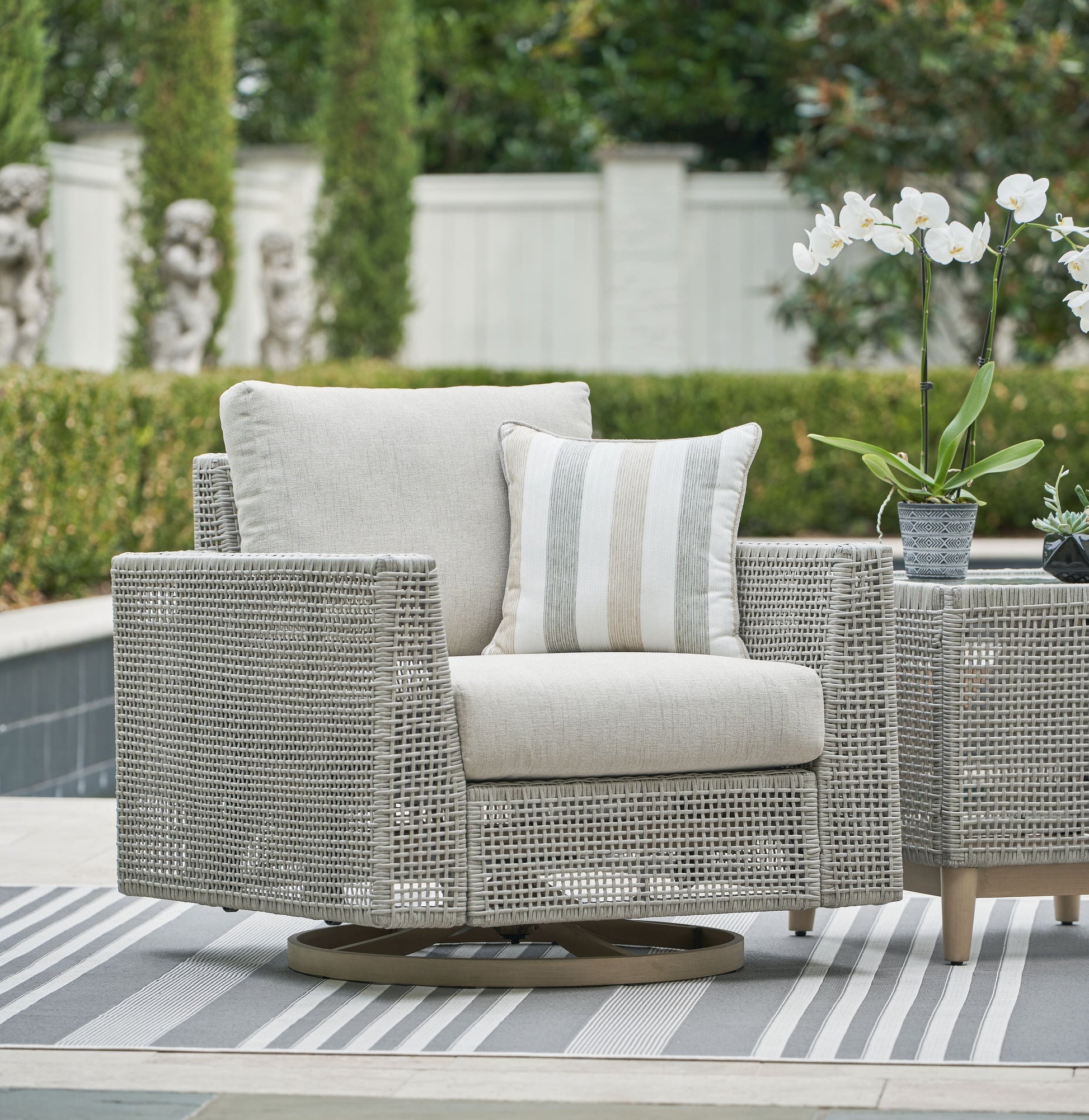 Signature Design by Ashley® Seton Creek - Gray - Swivel Lounge With Cushion | Meri Furniture