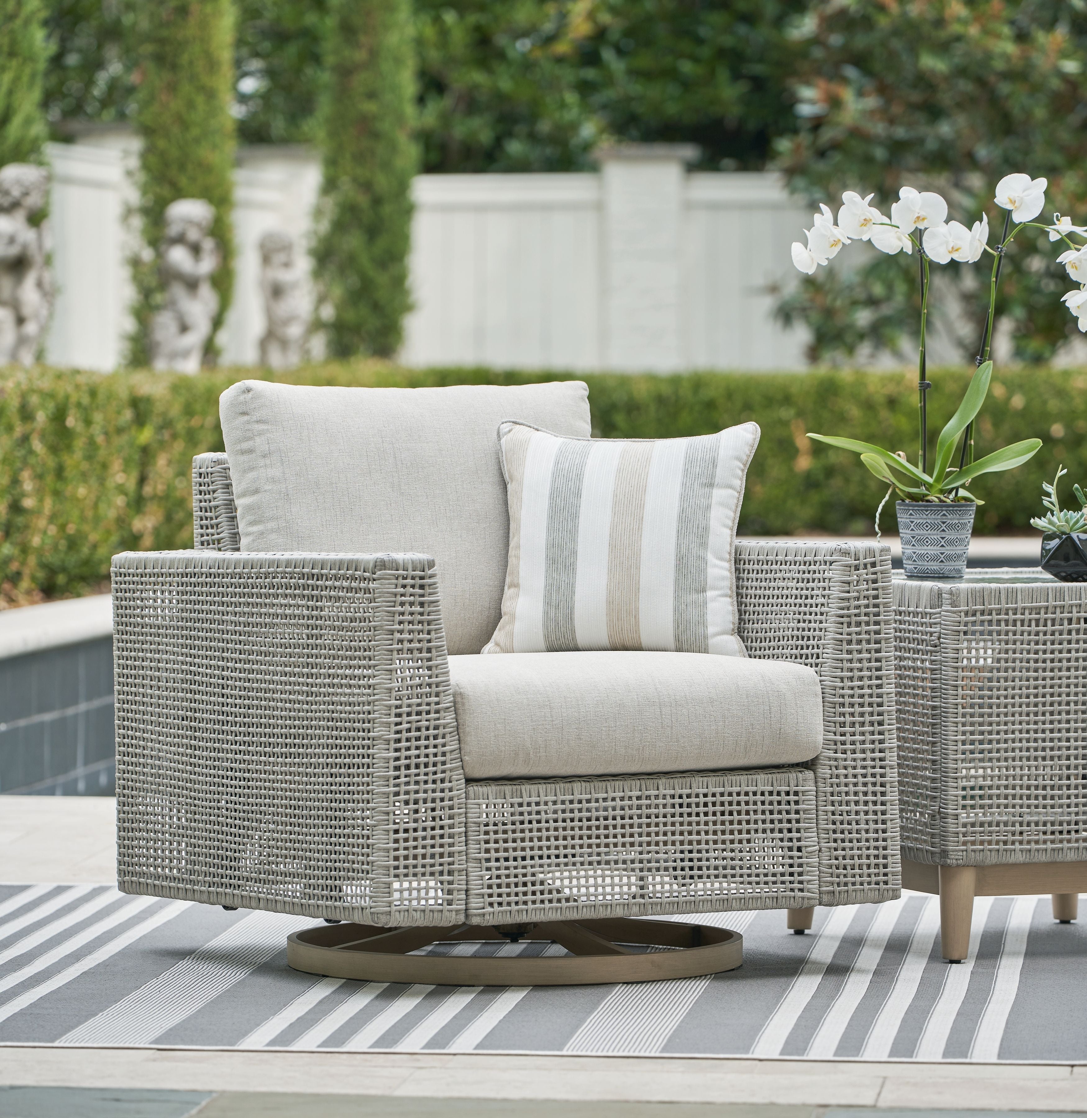 Signature Design by Ashley® Seton Creek - Gray - Swivel Lounge With Cushion | Meri Furniture