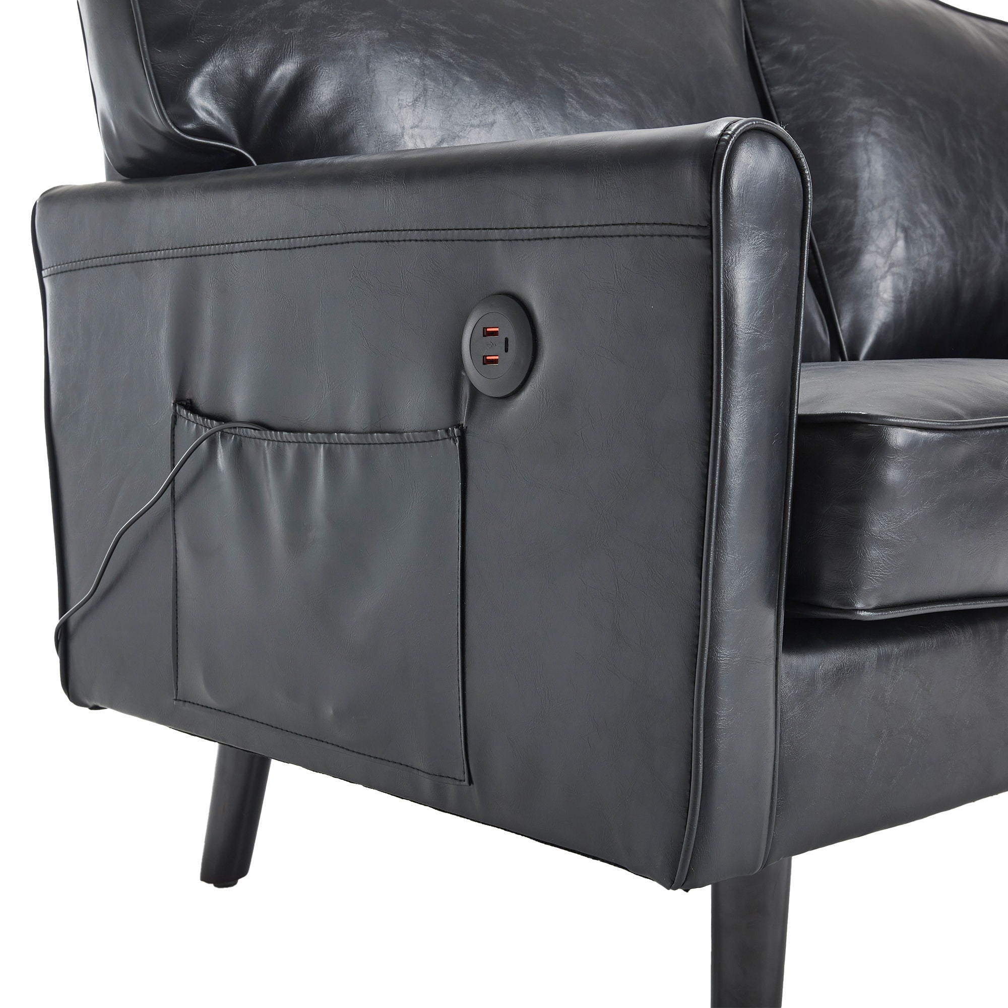 Mid Century Modern Loveseat Sofa With USB Ports, Removable Pillow Cover