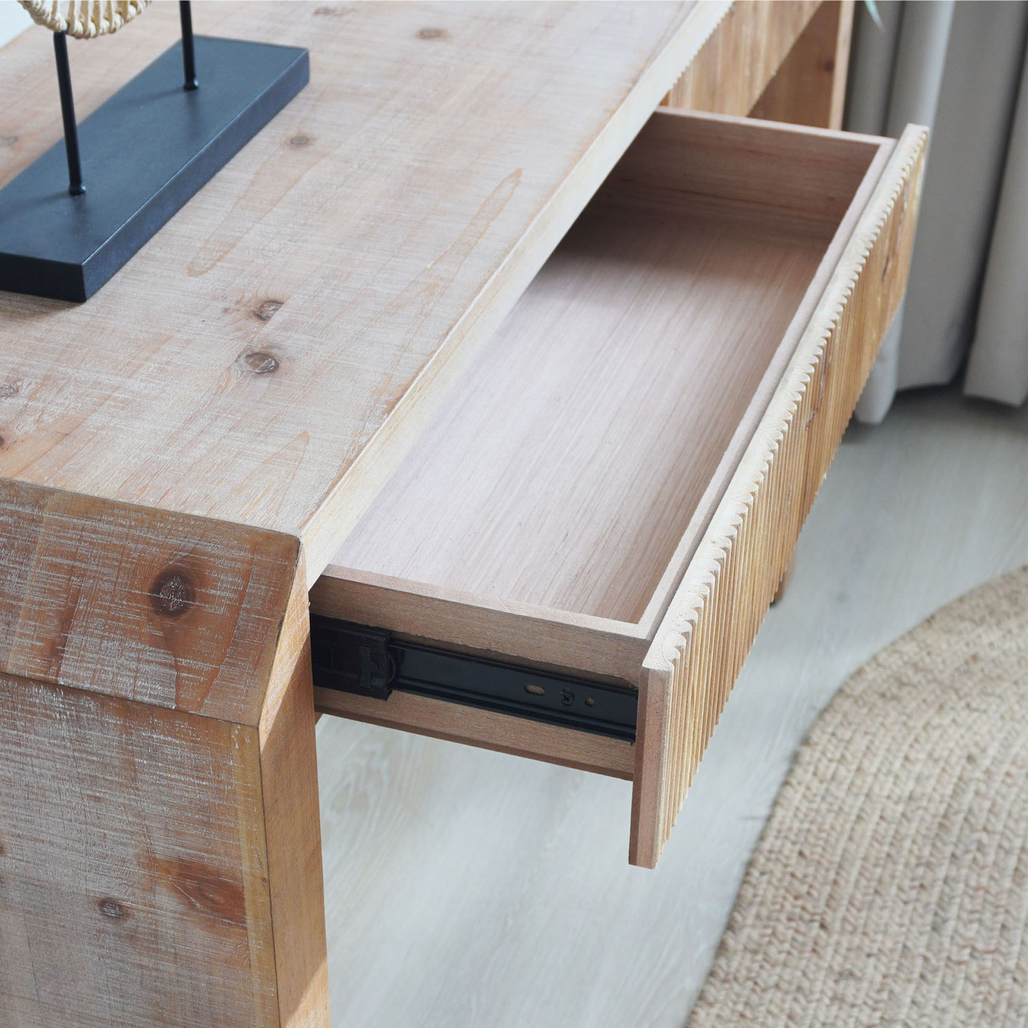 Rustic Modern Console Table With Drawer Storage - Natural Wood
