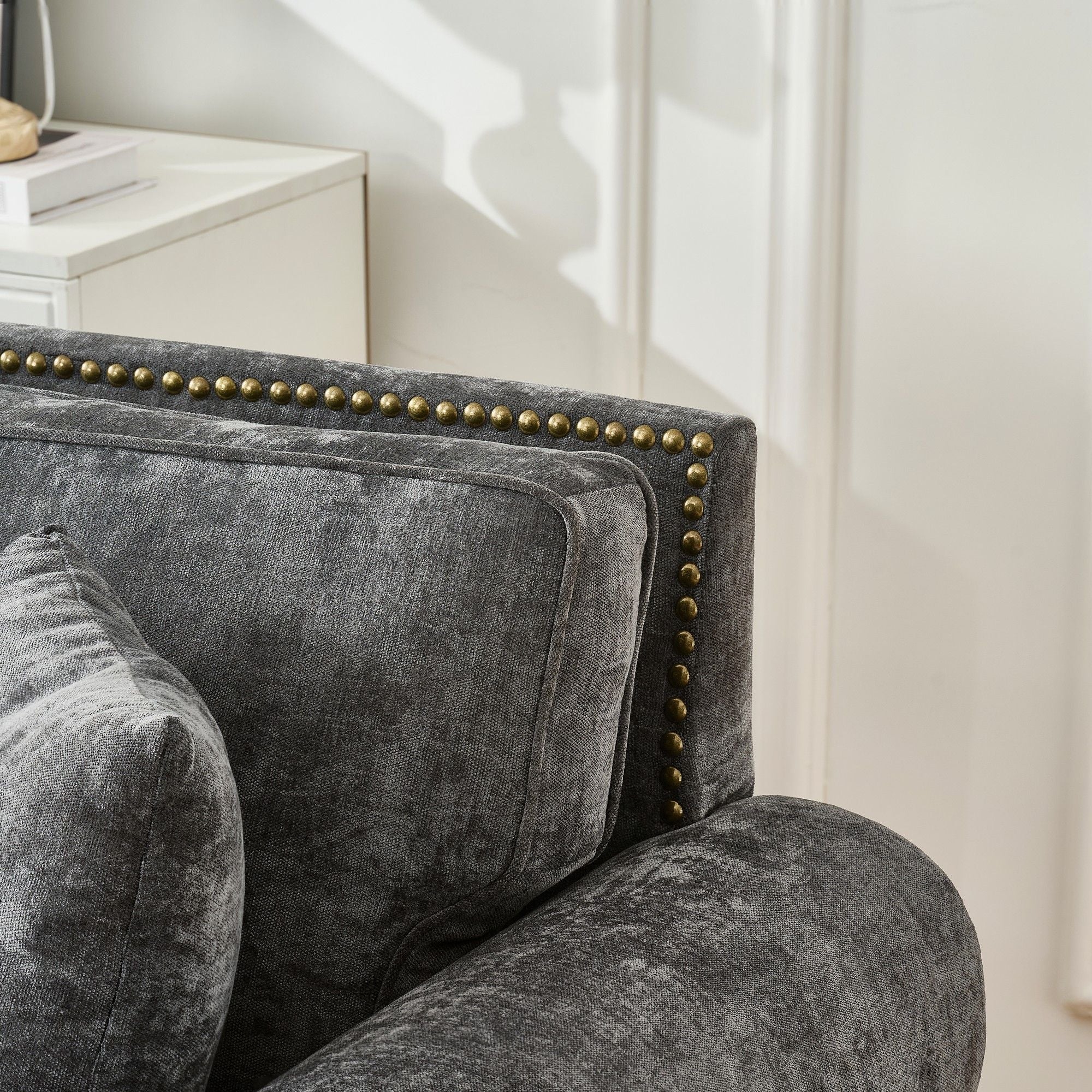 2 Seater Sofa With Rolled Arms, Tufted Upholstered Couch