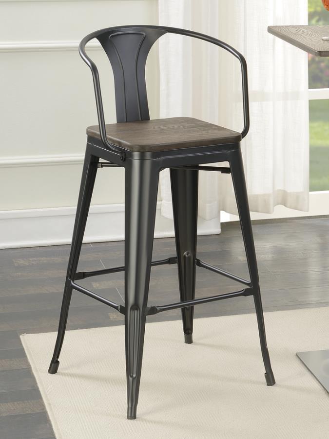Coaster Fine Furniture Cavalier - Metal Bar Chair (Set of 2) - Dark Elm And Matte Black | Meri Furniture