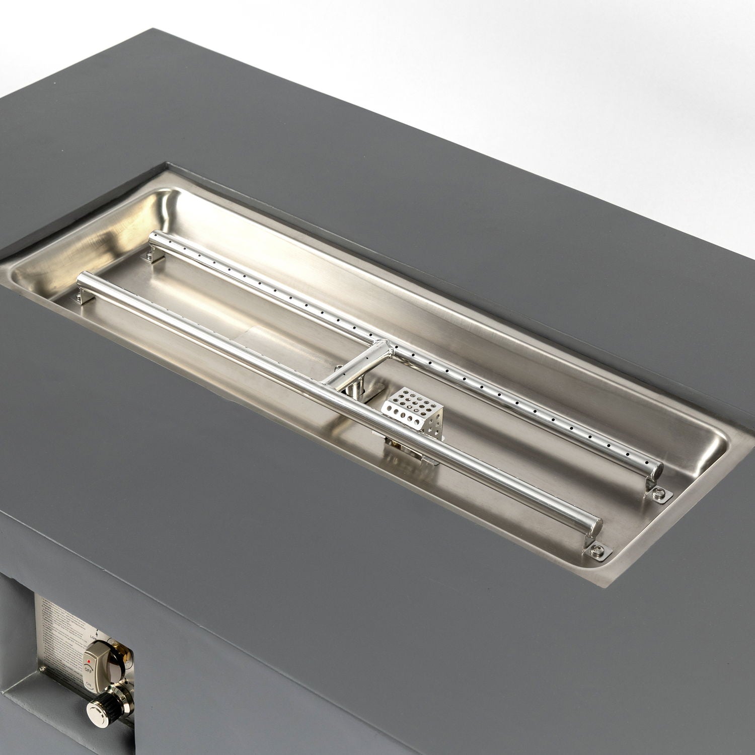 Volon - Rectangular Fire Pit Table, Propane Powered, 50,000 BTU - Light Gray