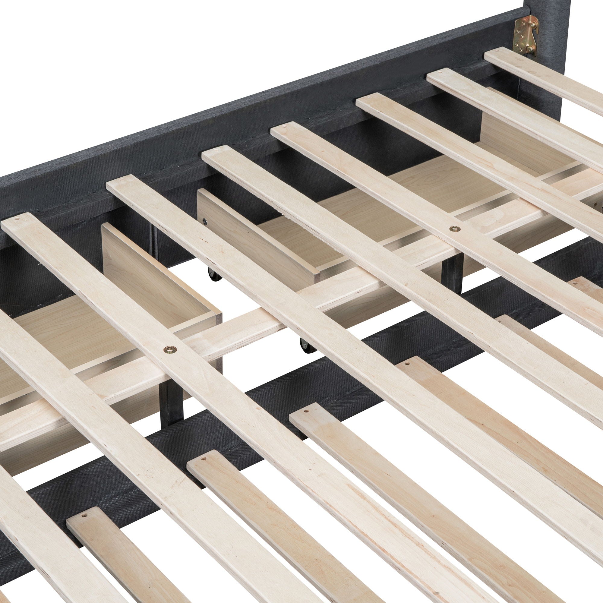 Upholstered Platform Bed With Drawers, Classic Headboard Design