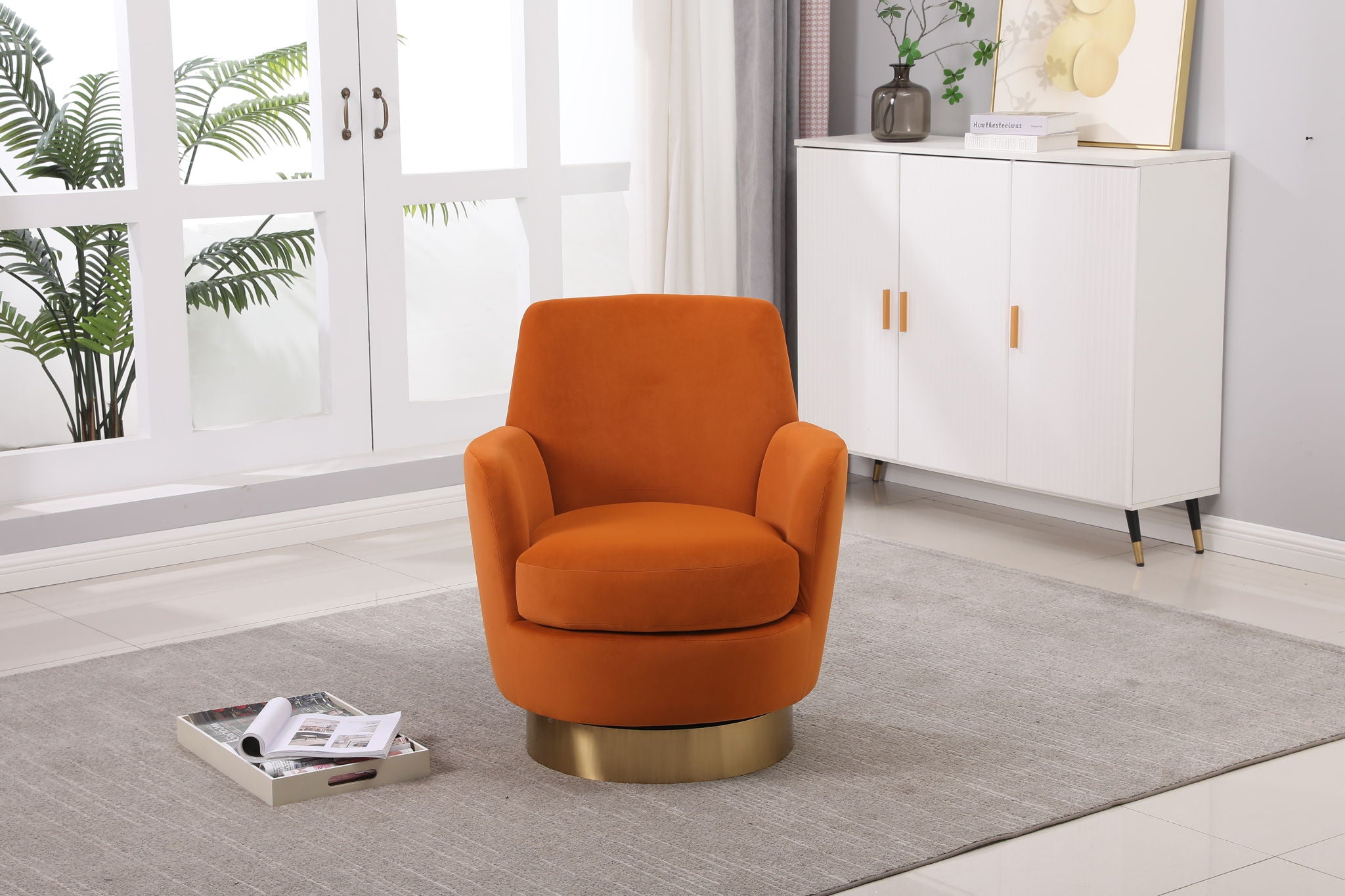 Teddy Swivel Barrel Chair, Swivel Accent Chairs Armchair For Living Room