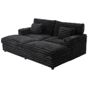 Plush Oversized Double Chaise Lounge Sofa Bed With USB Ports And Cup Holders