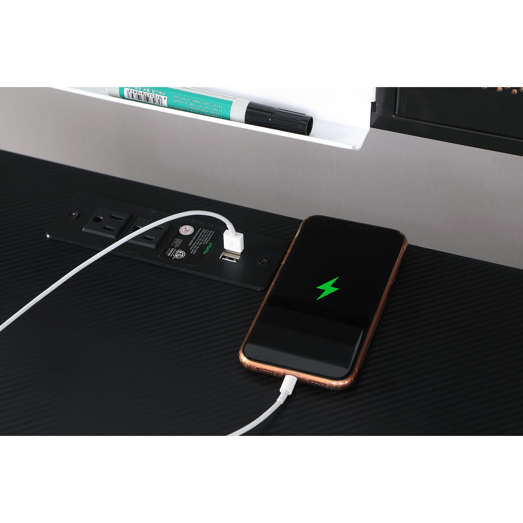 Darby - Writing Desk With USB Ports - Black