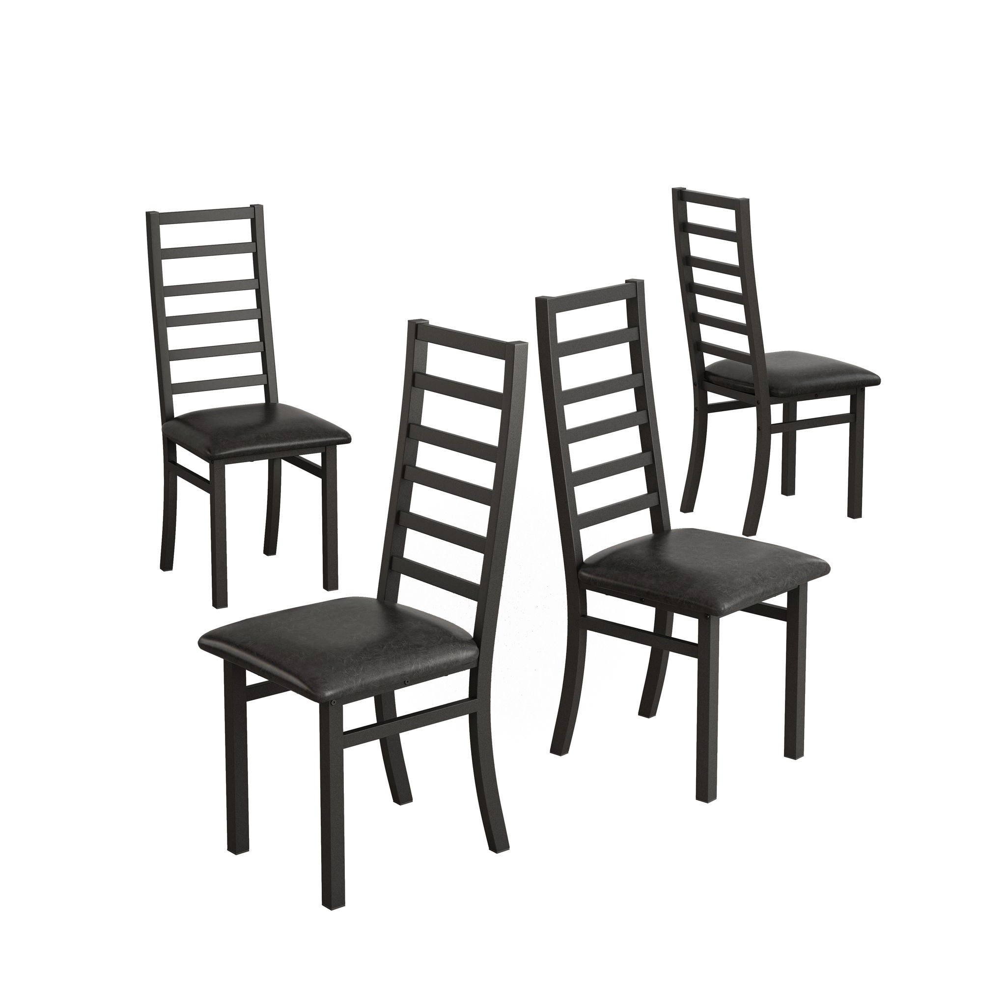 Metal Dining Chairs With Steel Legg, High Back Armless Design