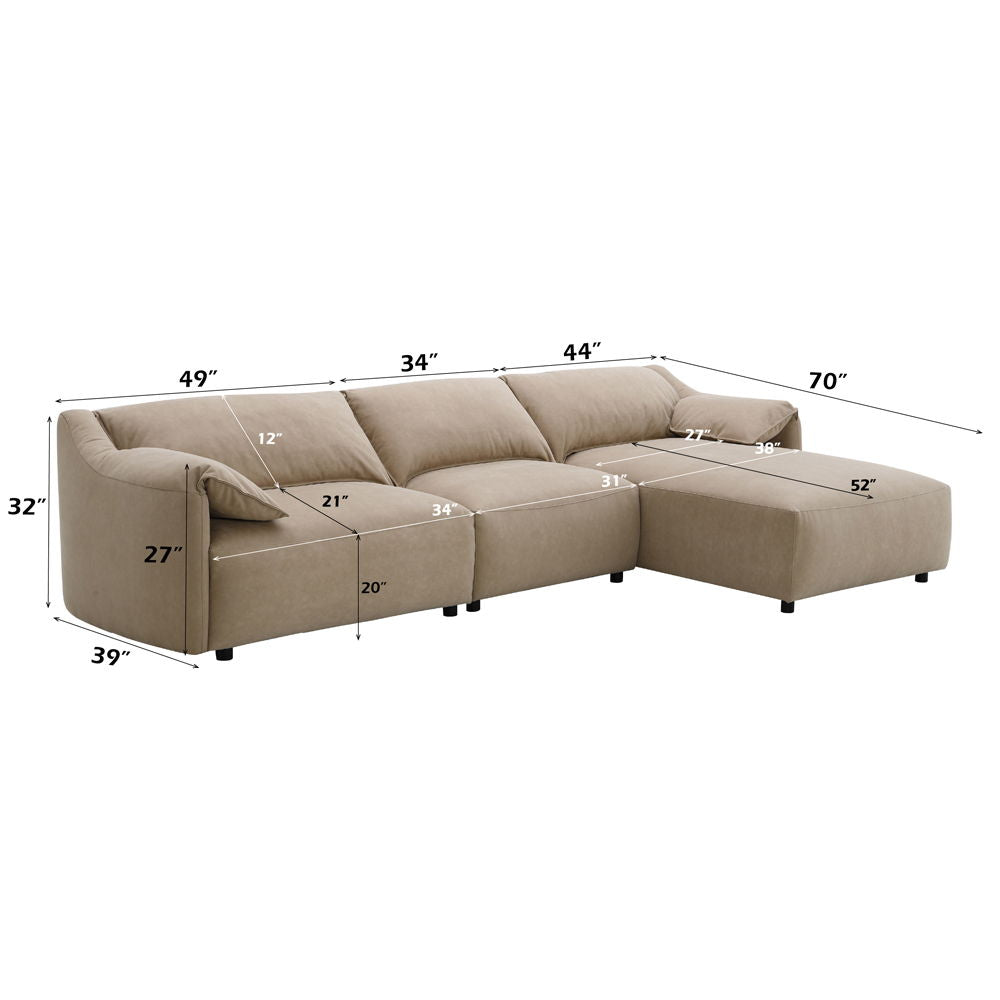Veata - Sectional Sofa - Light Brown Suede