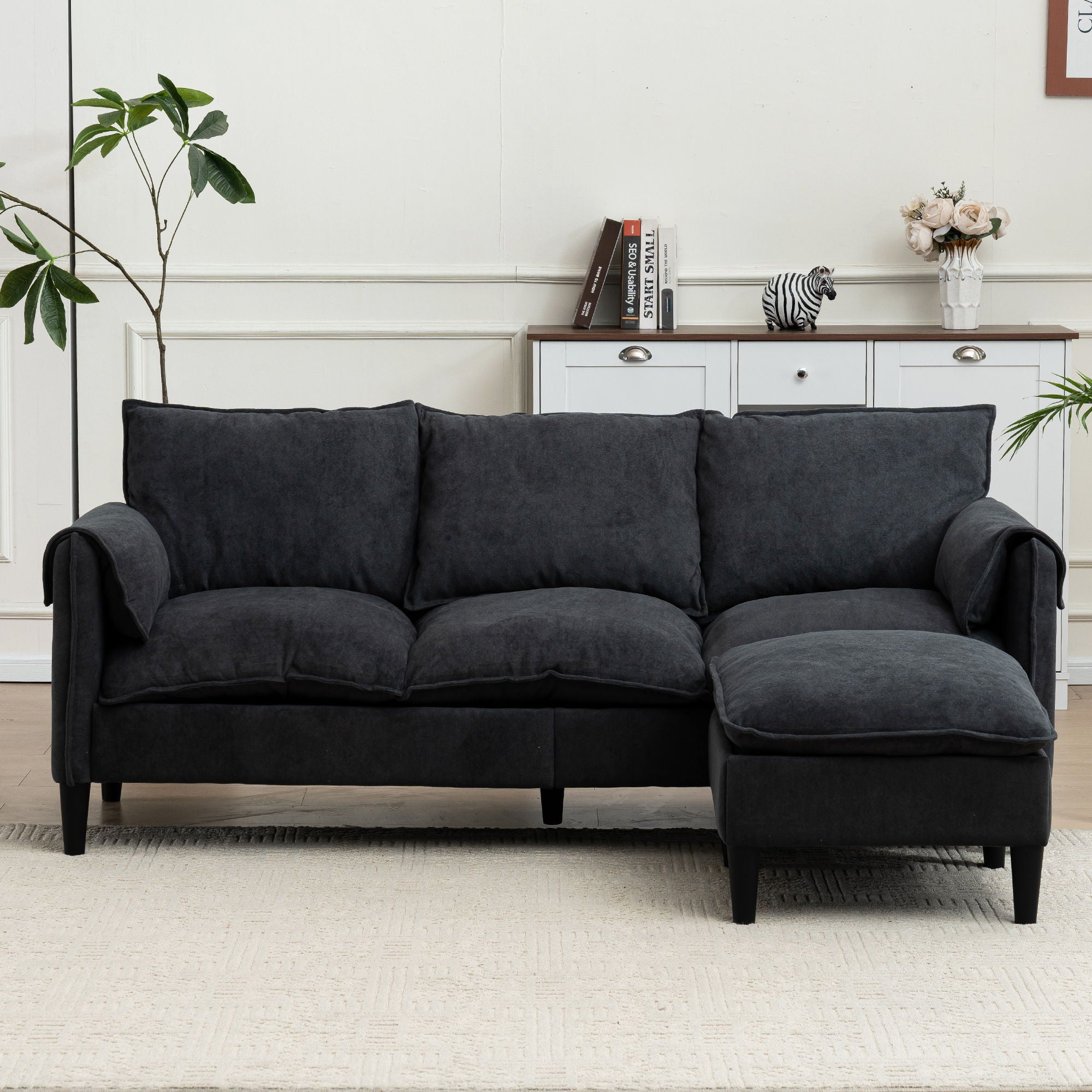 Convertible Combination Sofa With Footstools With Storage