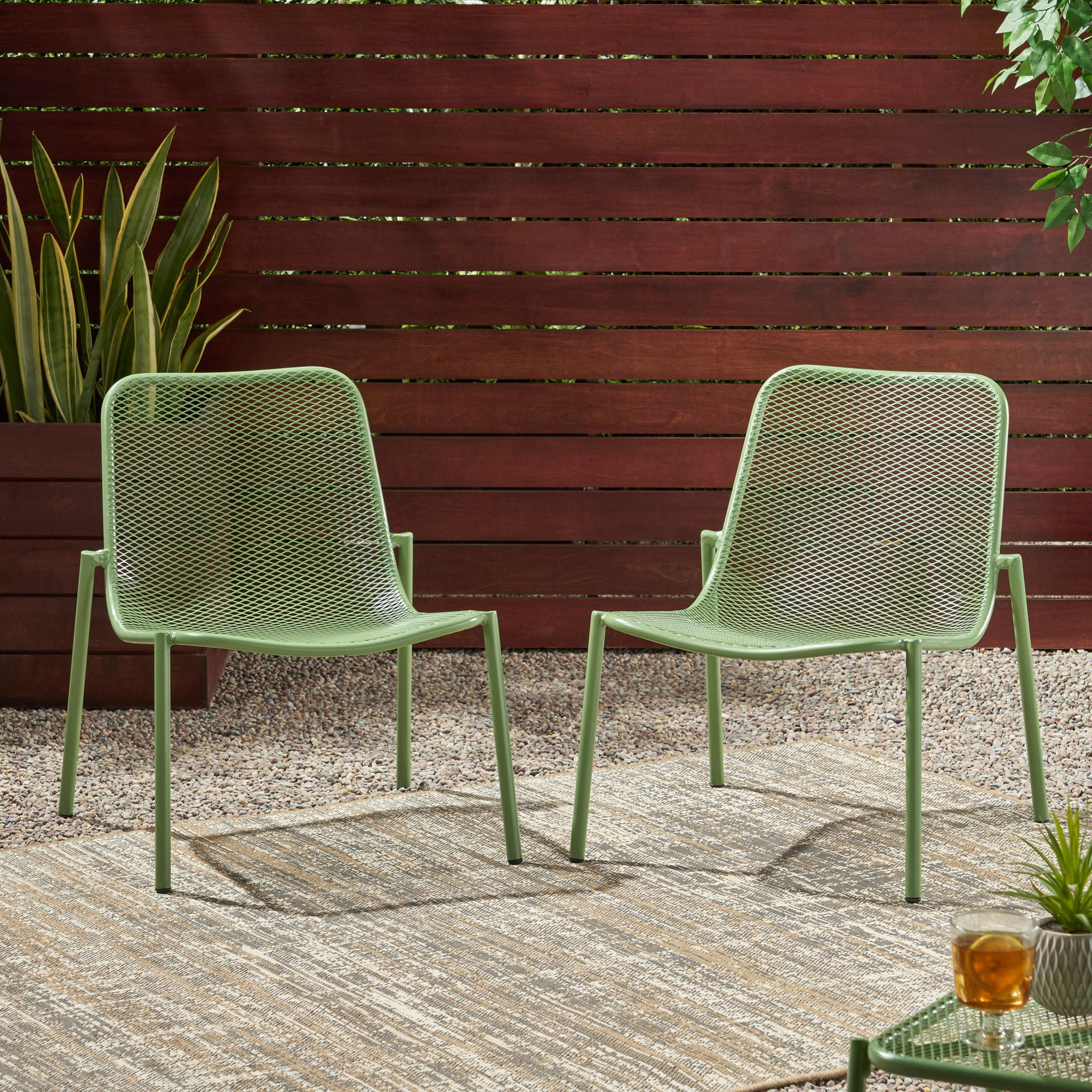 Outdoor Iron Chair With Mesh Design