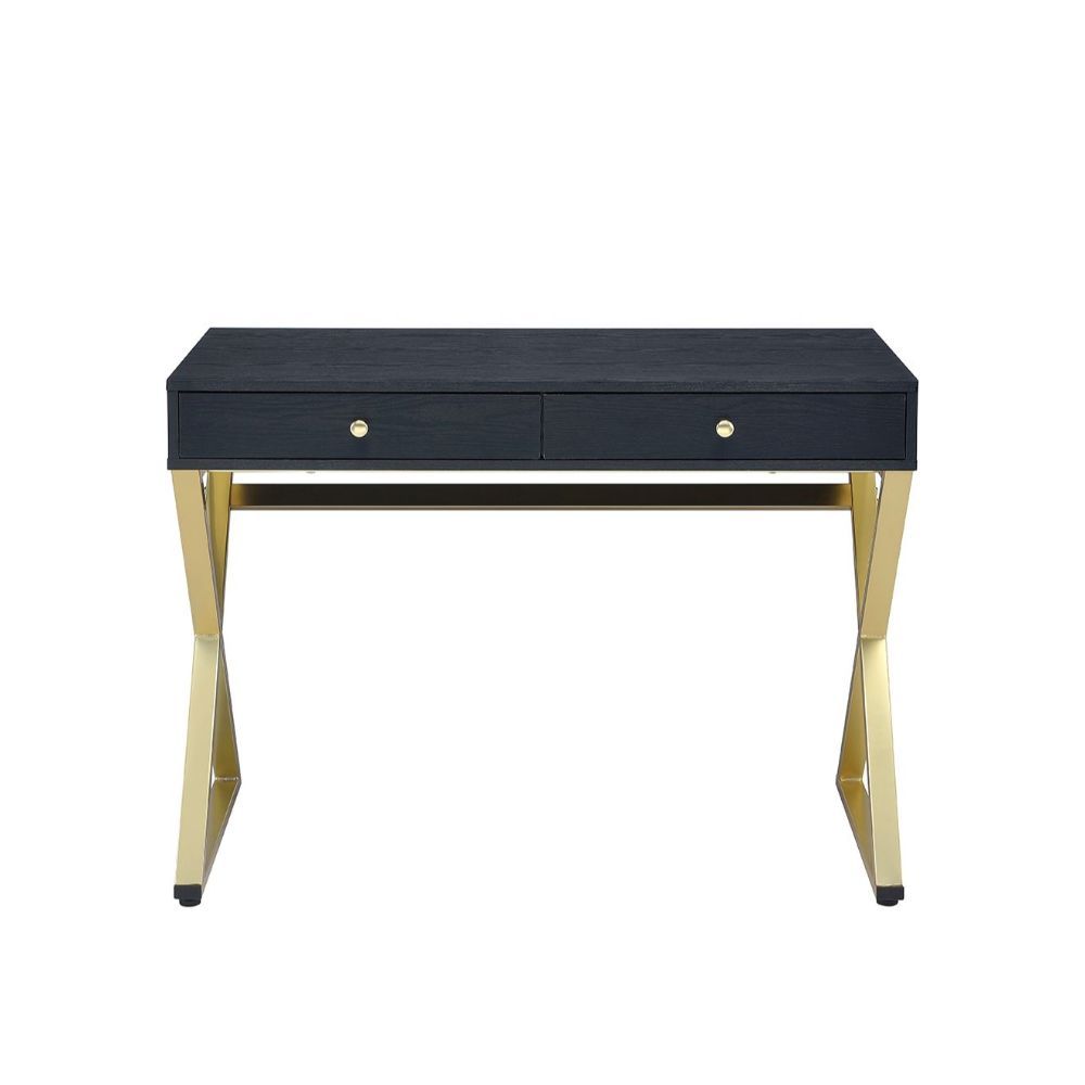 ACME Coleen - Desk - Black & Brass | Meri Furniture