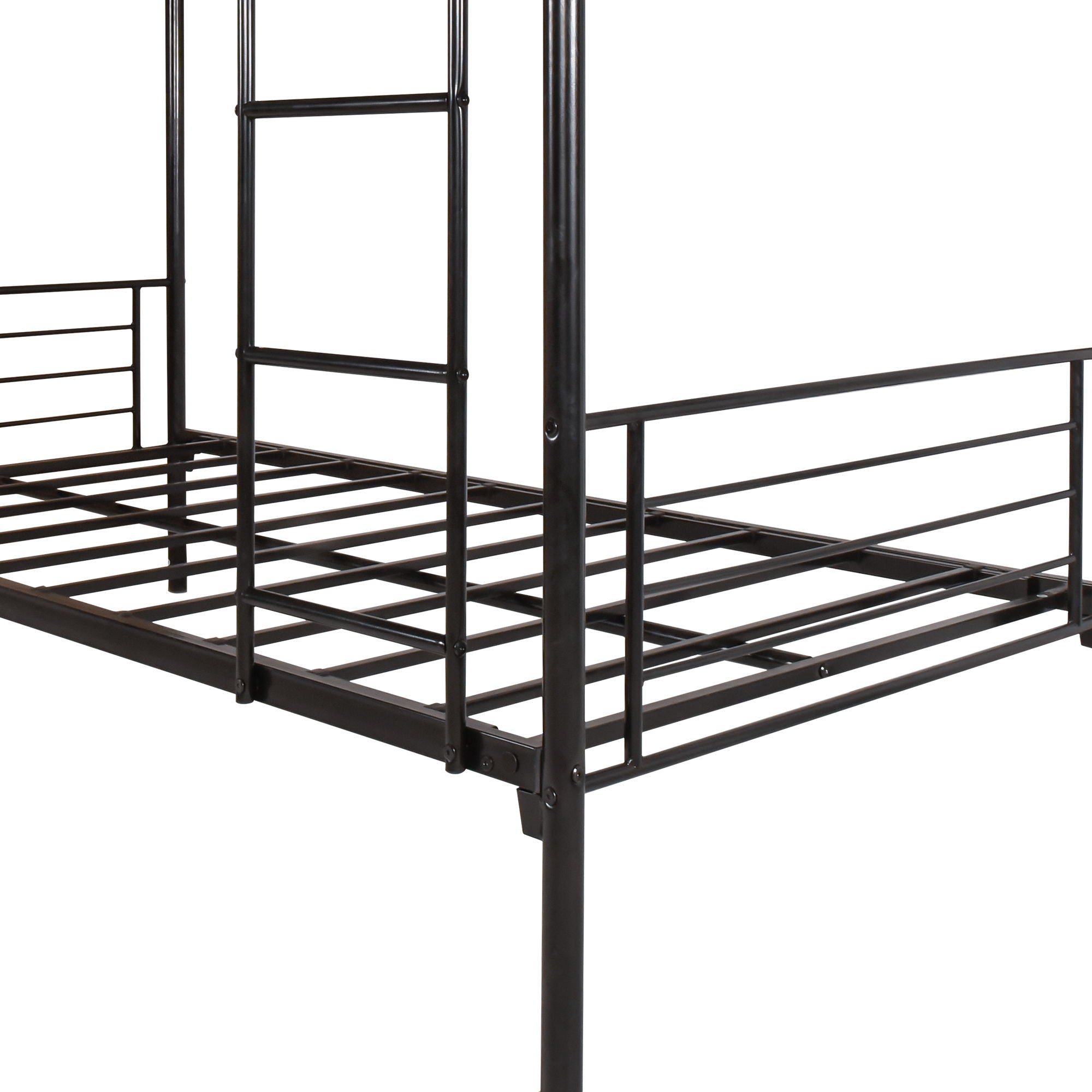Space Saving Bunk Bed With Metal Frame And Ladder