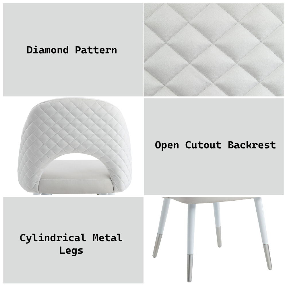 Zemirah - Side Chair Set of 2) - White Velvet & White Gloss