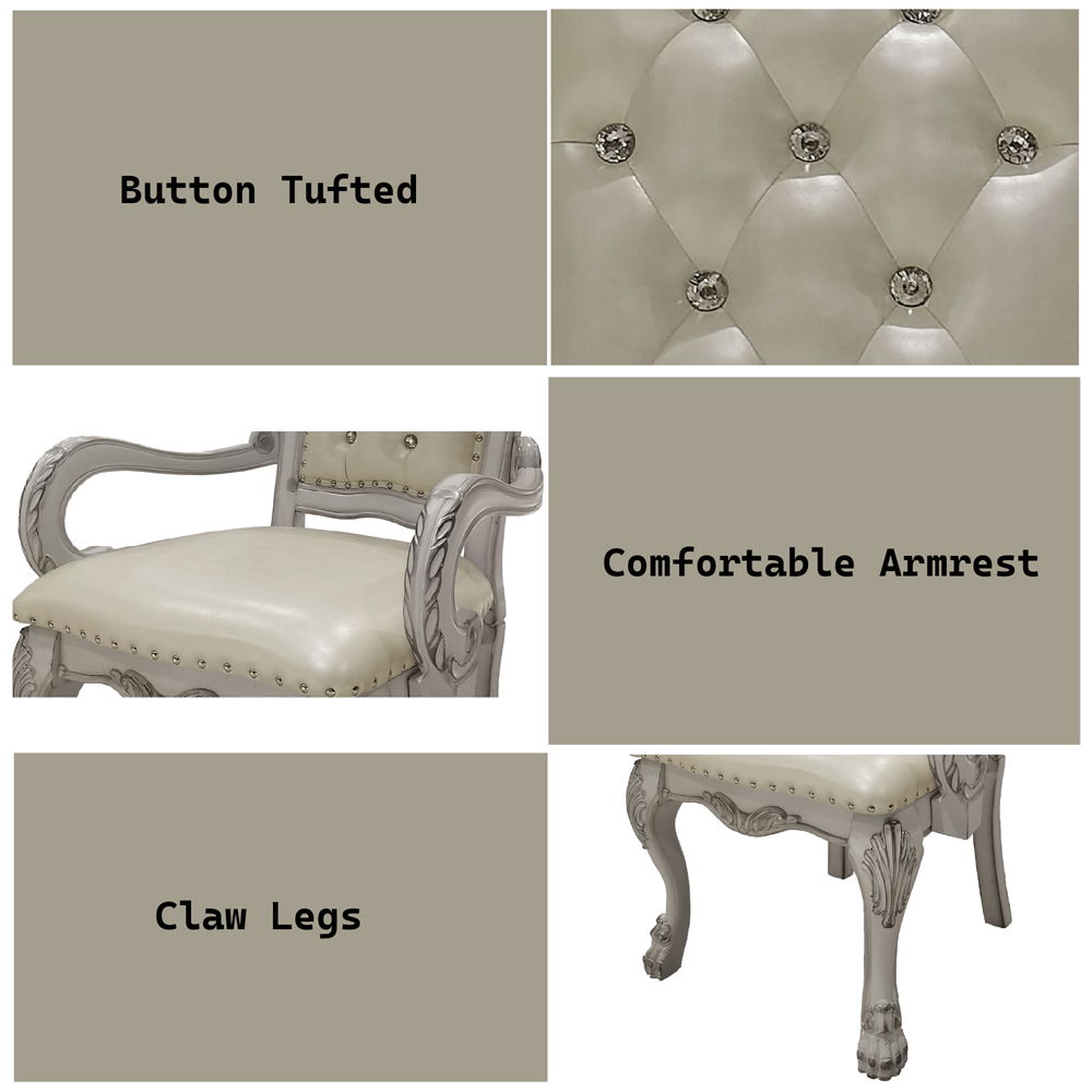 Dresden - Synthetic Leather Arm Chair Set of 2) - Bone White