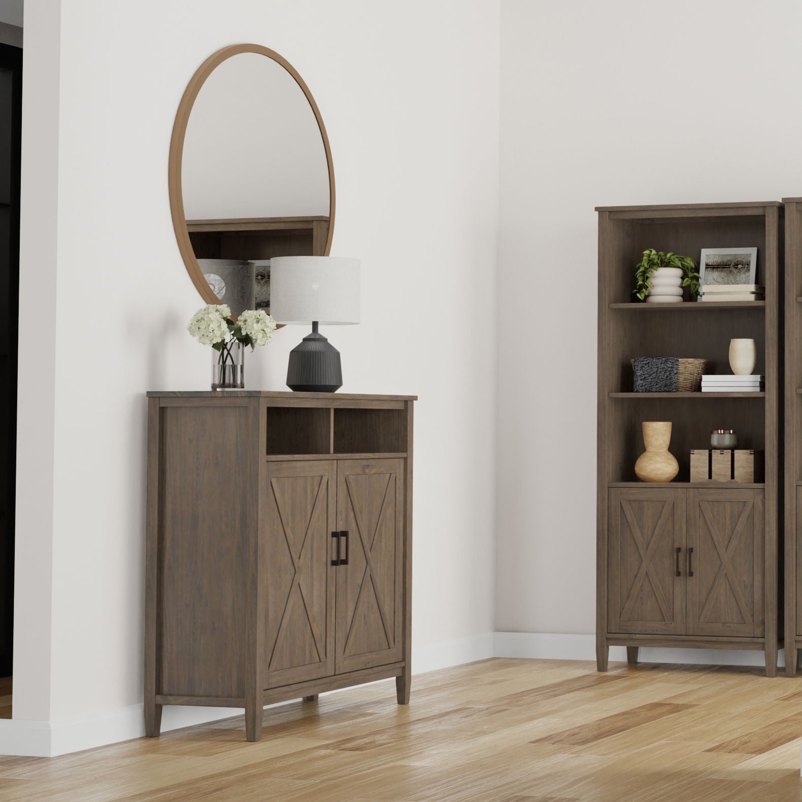 Ela - Medium Storage Cabinet - Smoky Brown