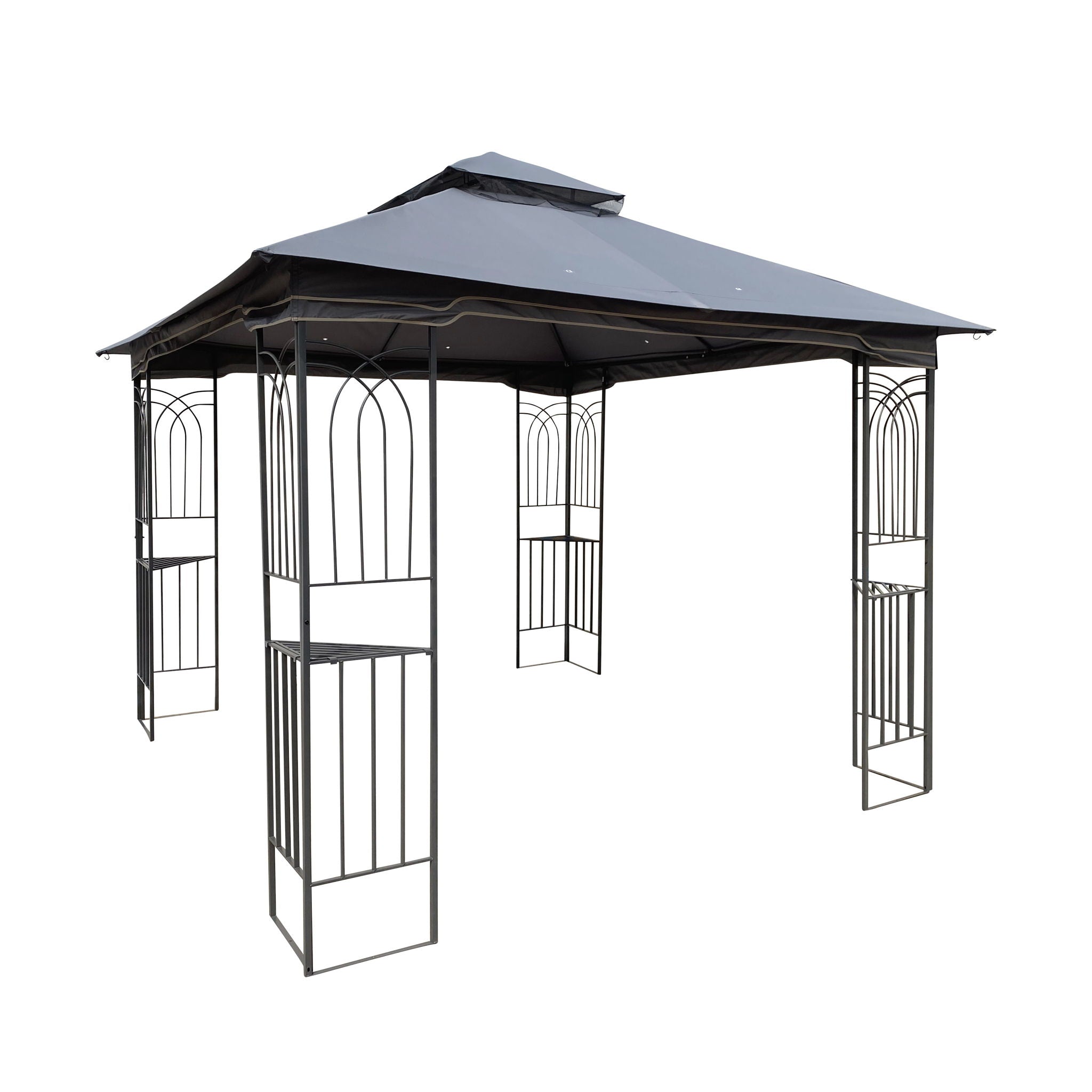 Patio Gazebo Tent With Ventilated Double Roof And Mosquito Net