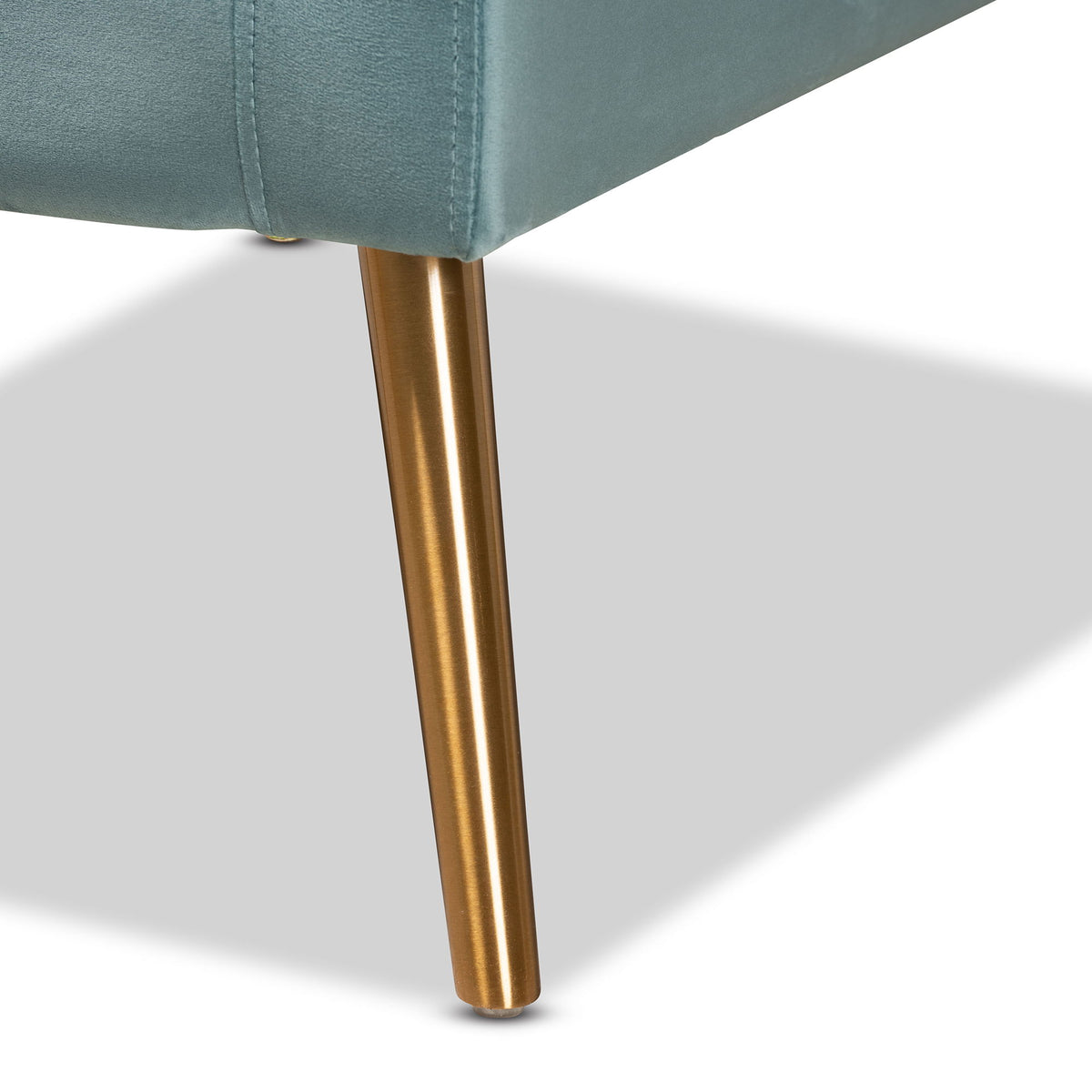 Leland Glam and Luxe Light Blue Velvet Fabric Upholstered and Gold Finished Armchair