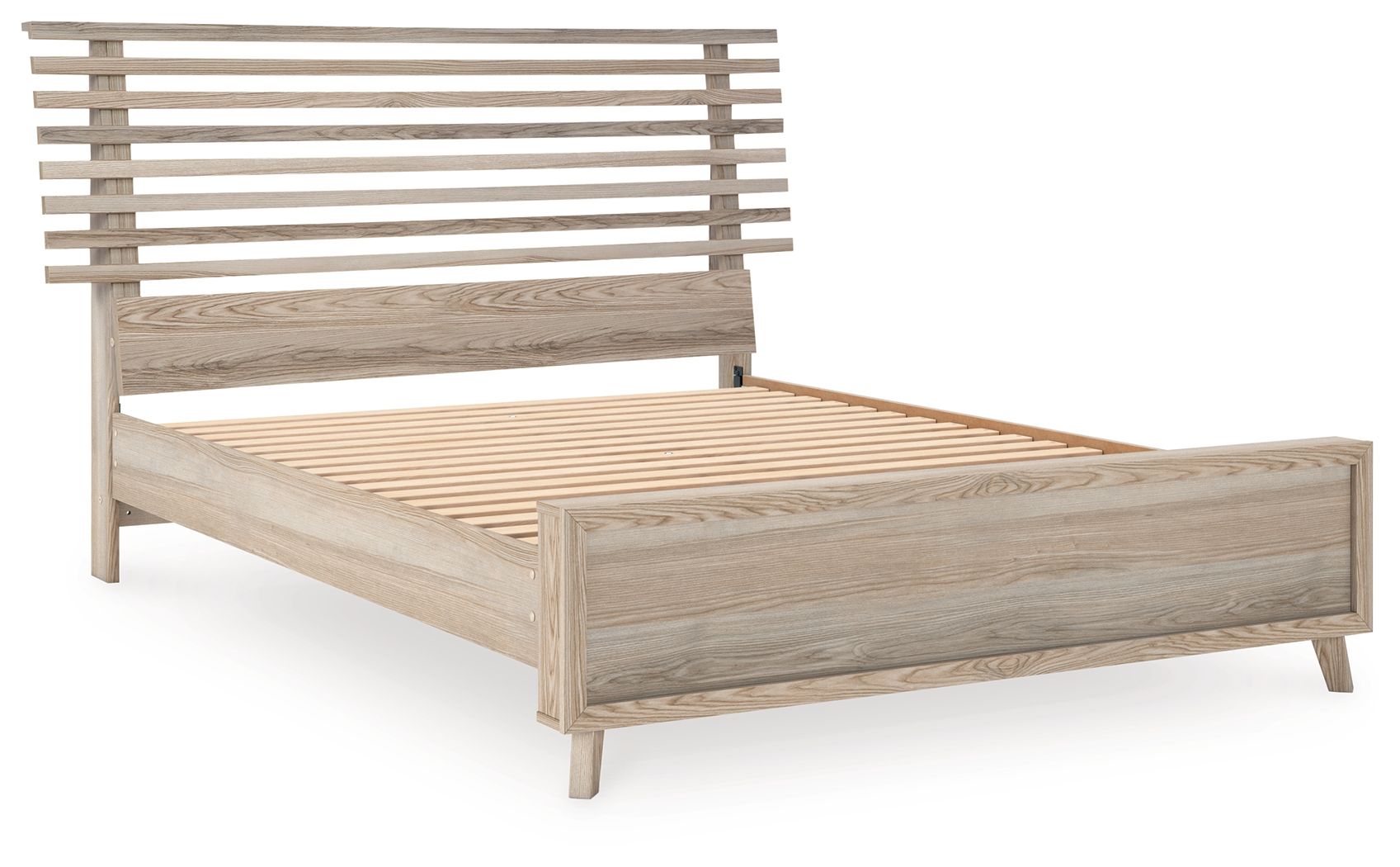 Signature Design by Ashley® Hasbrick - Tan - Queen Slat Panel Bed With Framed Panel Footboard | Meri Furniture