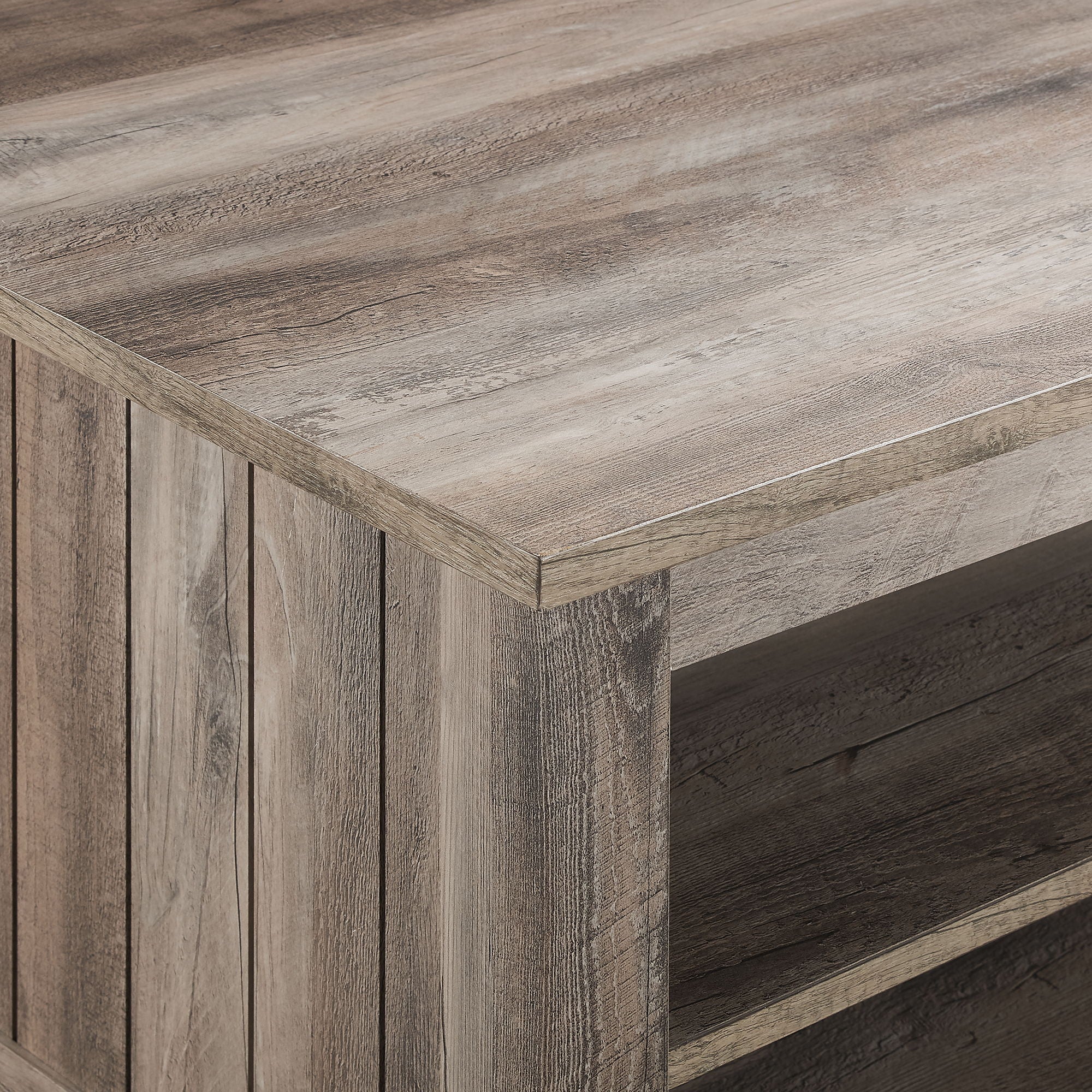 Coastal Grooved Panel Coffee Table With Lower Shelf