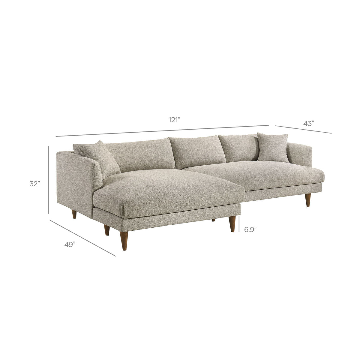 Zoya Left-Facing Down Filled Overstuffed Boucle Sectional Sofa by Modway