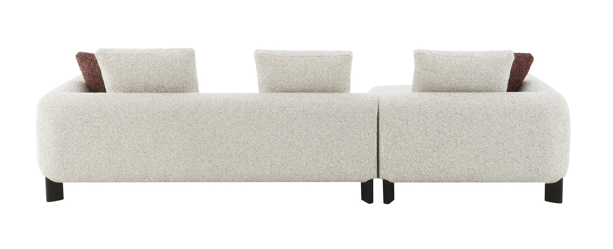 Mardi - Tweed Sectional Sofa With 3 Pillows - Maroon / Beige