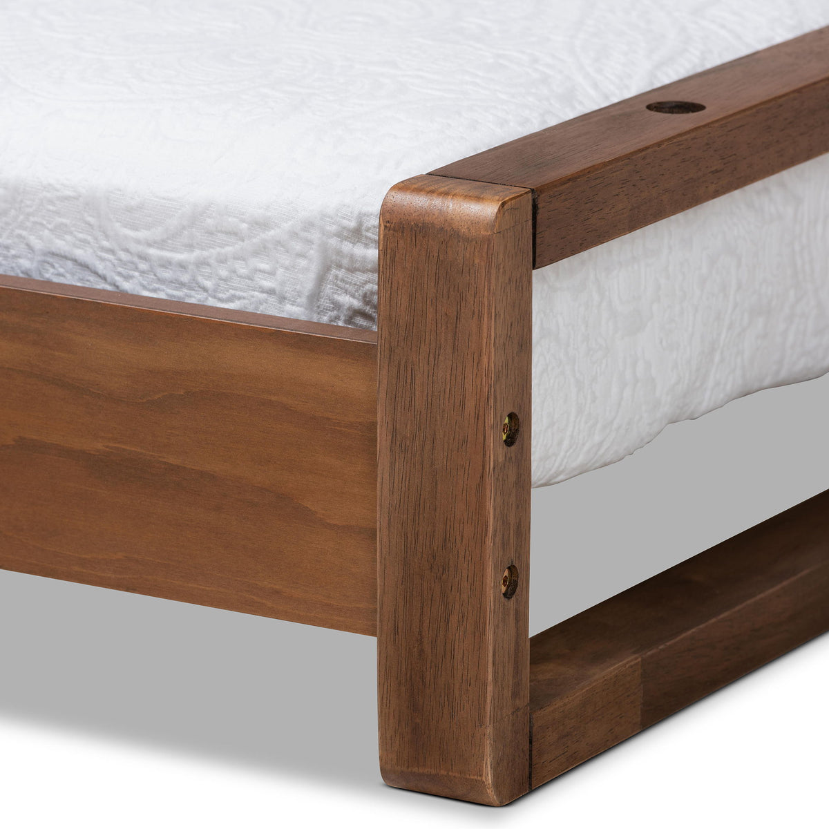 Klara Modern and Contemporary Walnut Finished Wood Expandable Twin Size to King Size Bed Frame