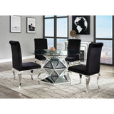 ACME Noralie - Dining Table - Mirrored & Faux Diamonds - 30" | Meri Furniture