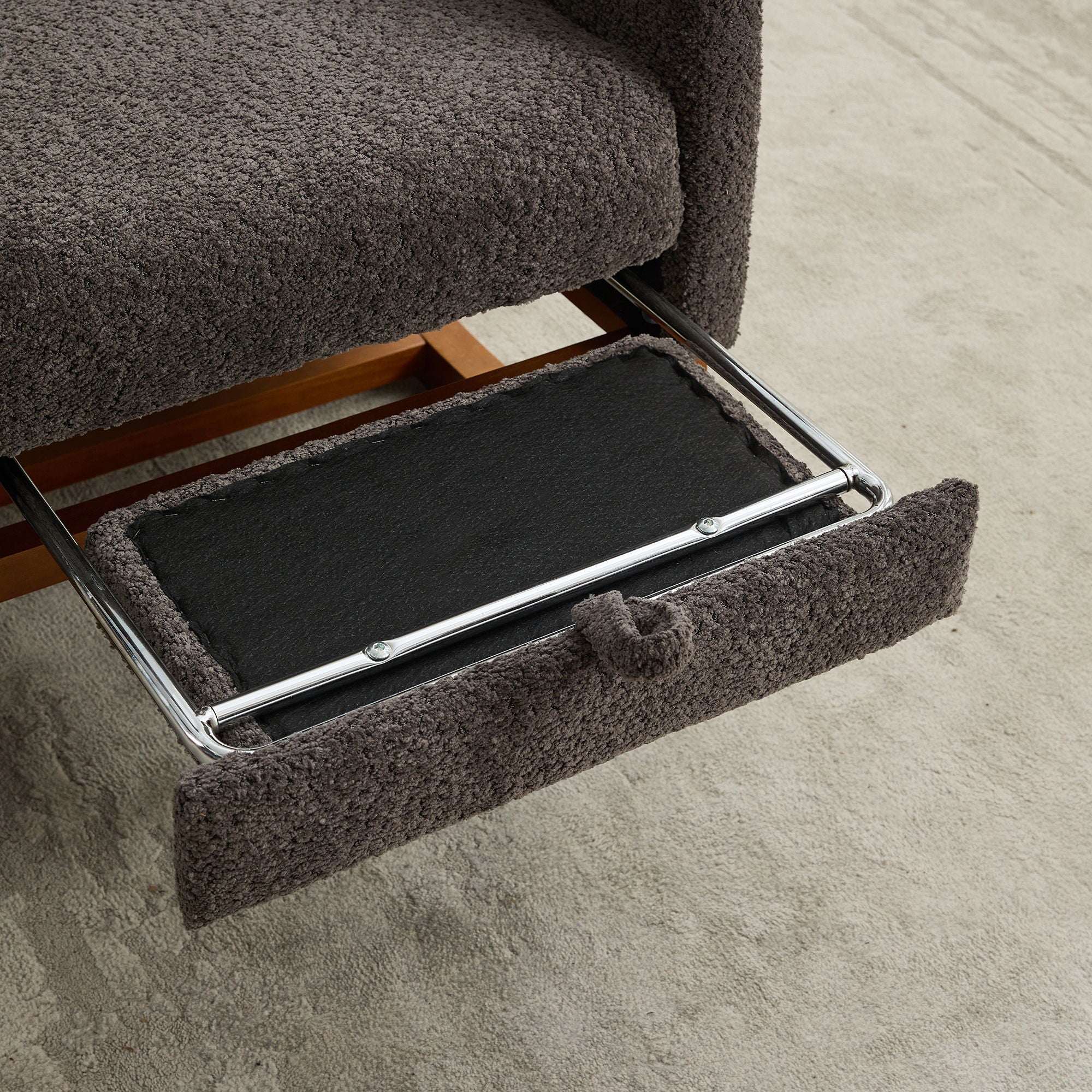 Rocking High Back Glider Chair With Retractable Footrest, Side Pocket